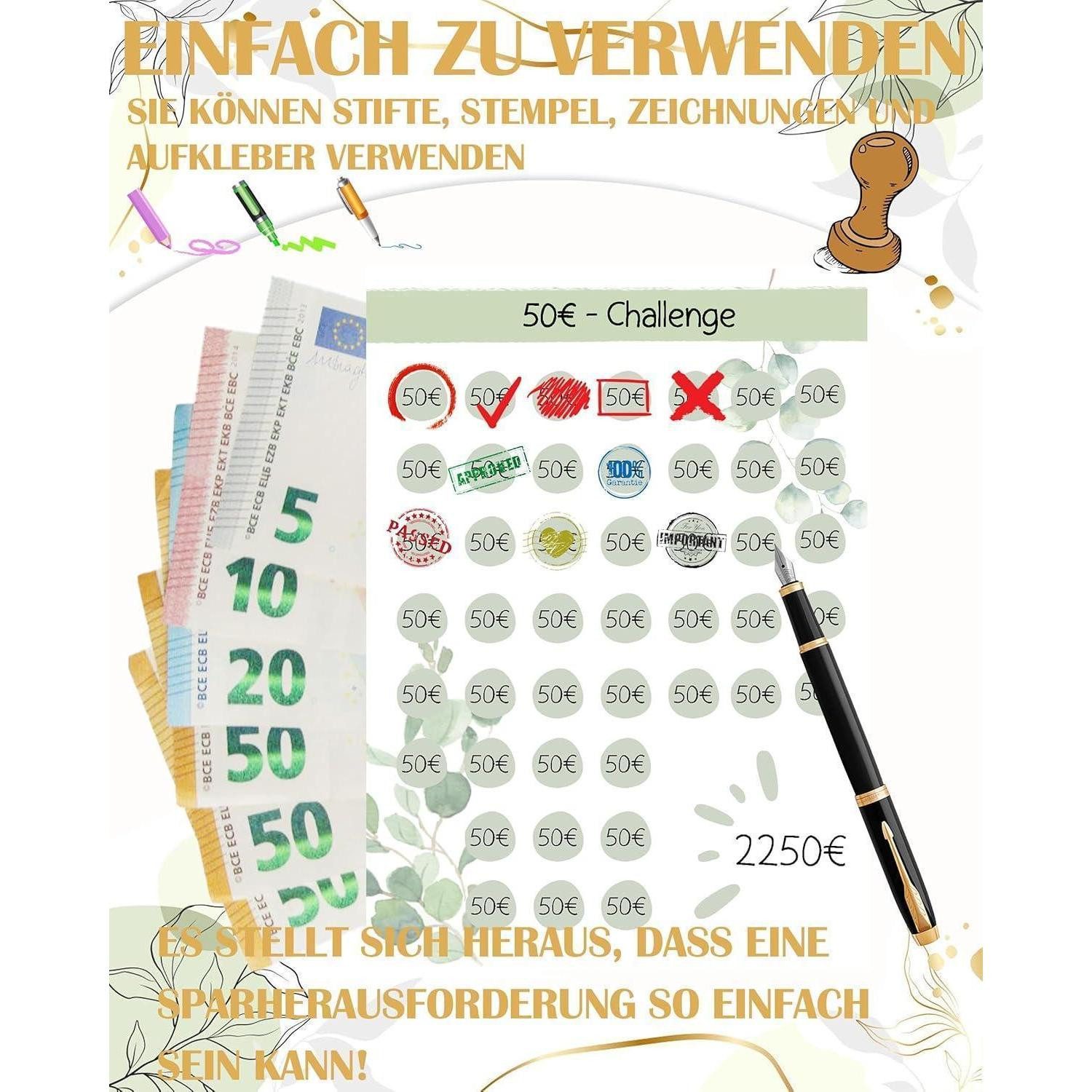 LuxusKollektion Notizbuch Budget Planner Deutsch-A6 Sparplaner Eukalyptus 24pcs – Bild 5 von 5