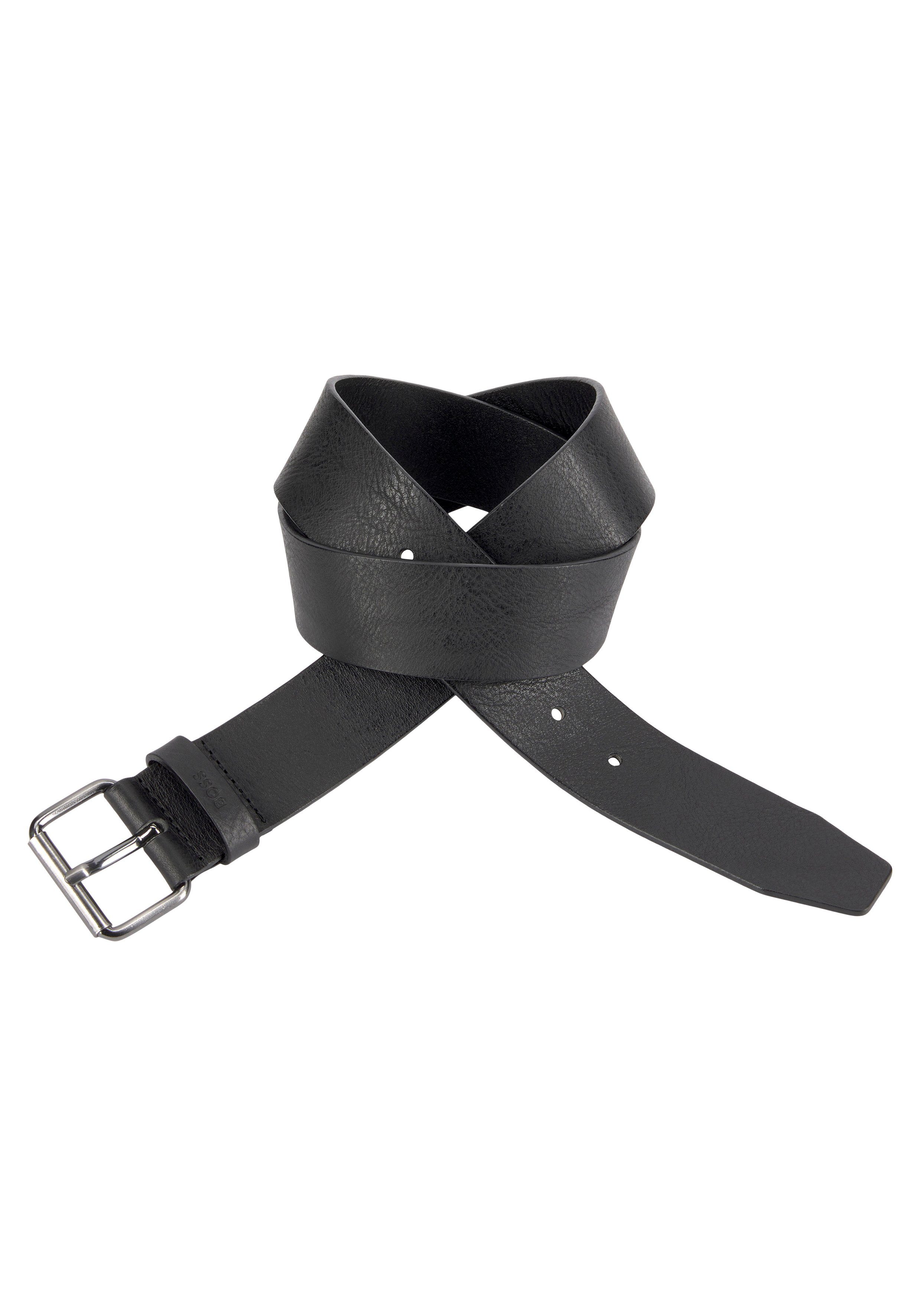 BOSS Ledergürtel mit Metallschnalle und BOSS-Logogravur auf der Schlaufe schwarz | Gürtel