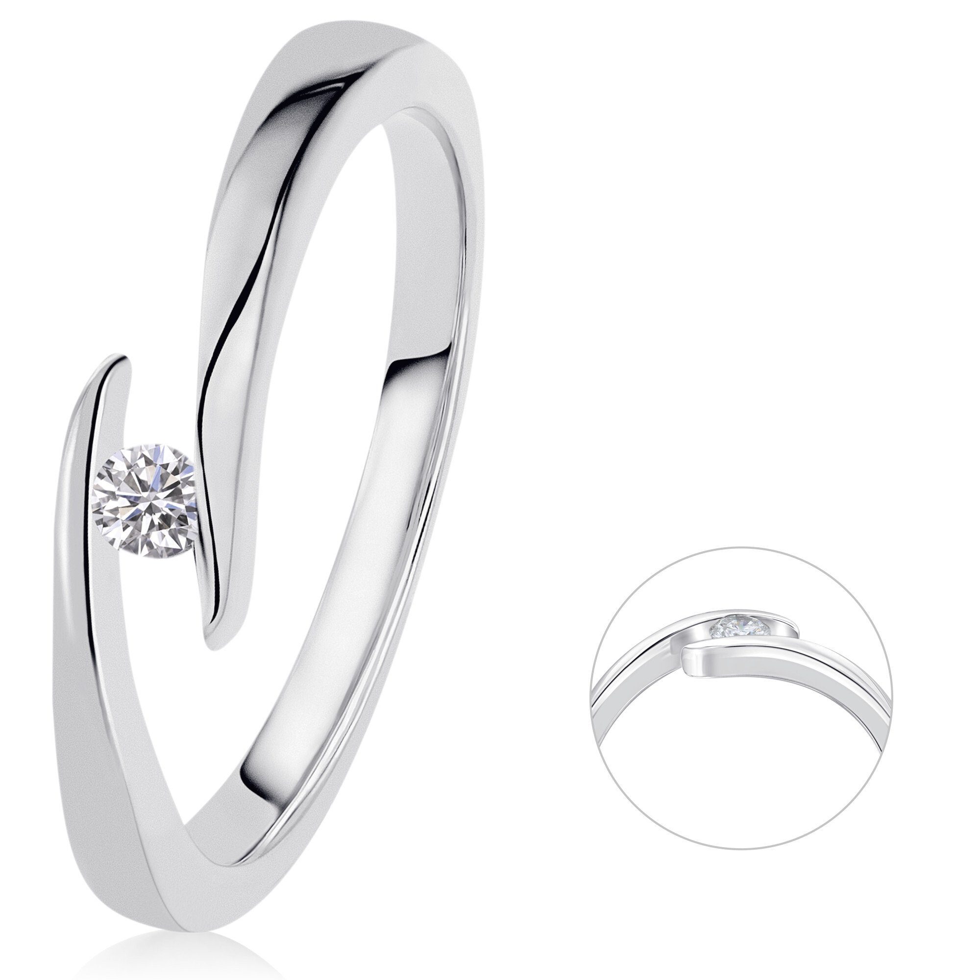 Diamantring 0,05 ct Diamant Brillant Spannfassung Ring