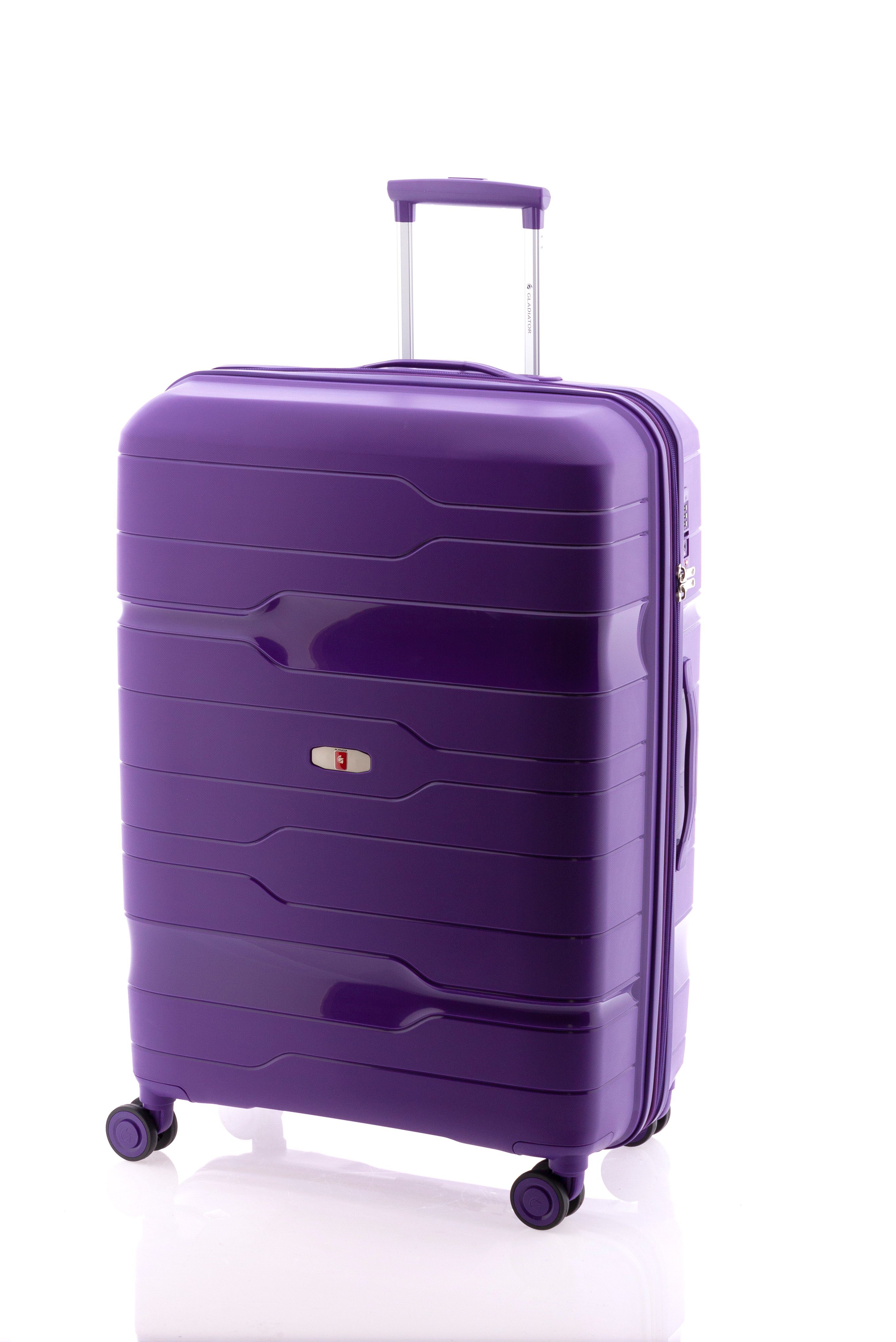 Koffer Rollen, div. Violett TSA-Schloss, Farben Hartschalen-Trolley 4 77 XL Polypropylen, GLADIATOR cm, Dehnfalte, -