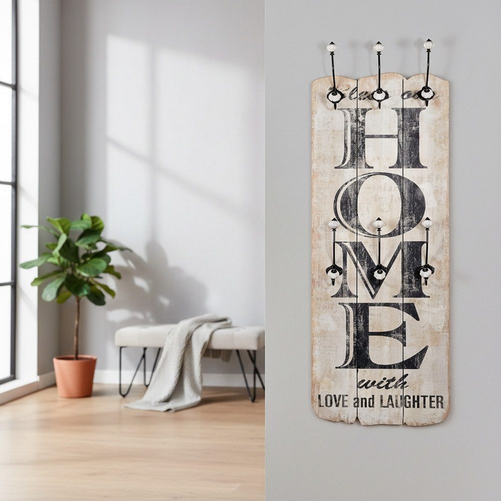 Melko Wandgarderobe Garderobenpaneel Wandgarderobe Haken in Weiß aus Holz Wandpaneel Flur (Stück, 1 St., Garderobenpaneel), Paulownienholz