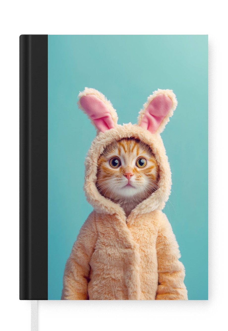 MuchoWow Notizbuch Osterhase - Katze - Kostüm, Notebook, Notizblock a5, Tagebuch, Journal Liniert