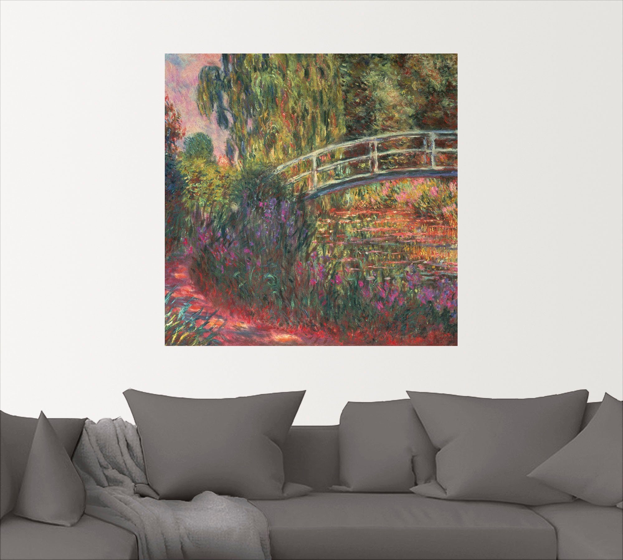 in Alubild, Größen Garten Wandaufkleber Japanische Brücke oder (1 versch. Giverney, als Garten von Poster St), Wandbild Artland im Leinwandbild,
