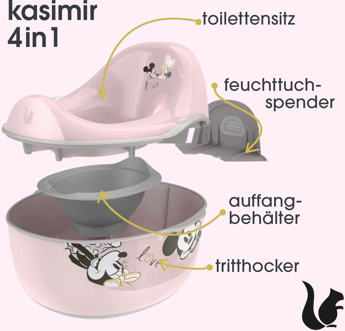 deluxe kasimir weltweit babytopf pink, nordic Rosa minnie - keeeper - 4in1, schützt Wald Europe, Made FSC® Toilettentrainer in