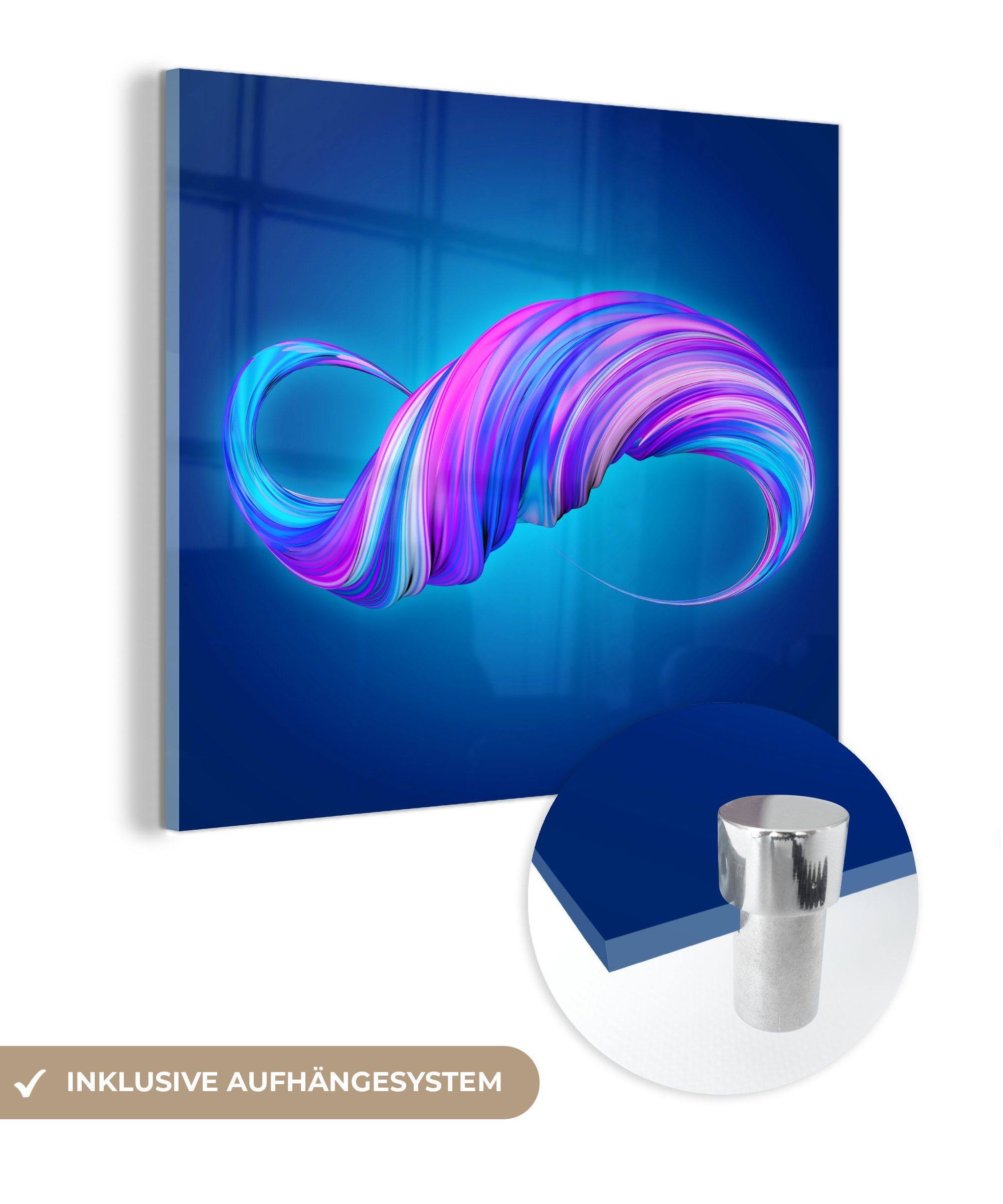 (1 auf Glasbilder Glas Wanddekoration St), Ein - neonfarbenes - Acrylglasbild Glas MuchoWow Wandbild auf Bilder Foto 3D-Bild, -