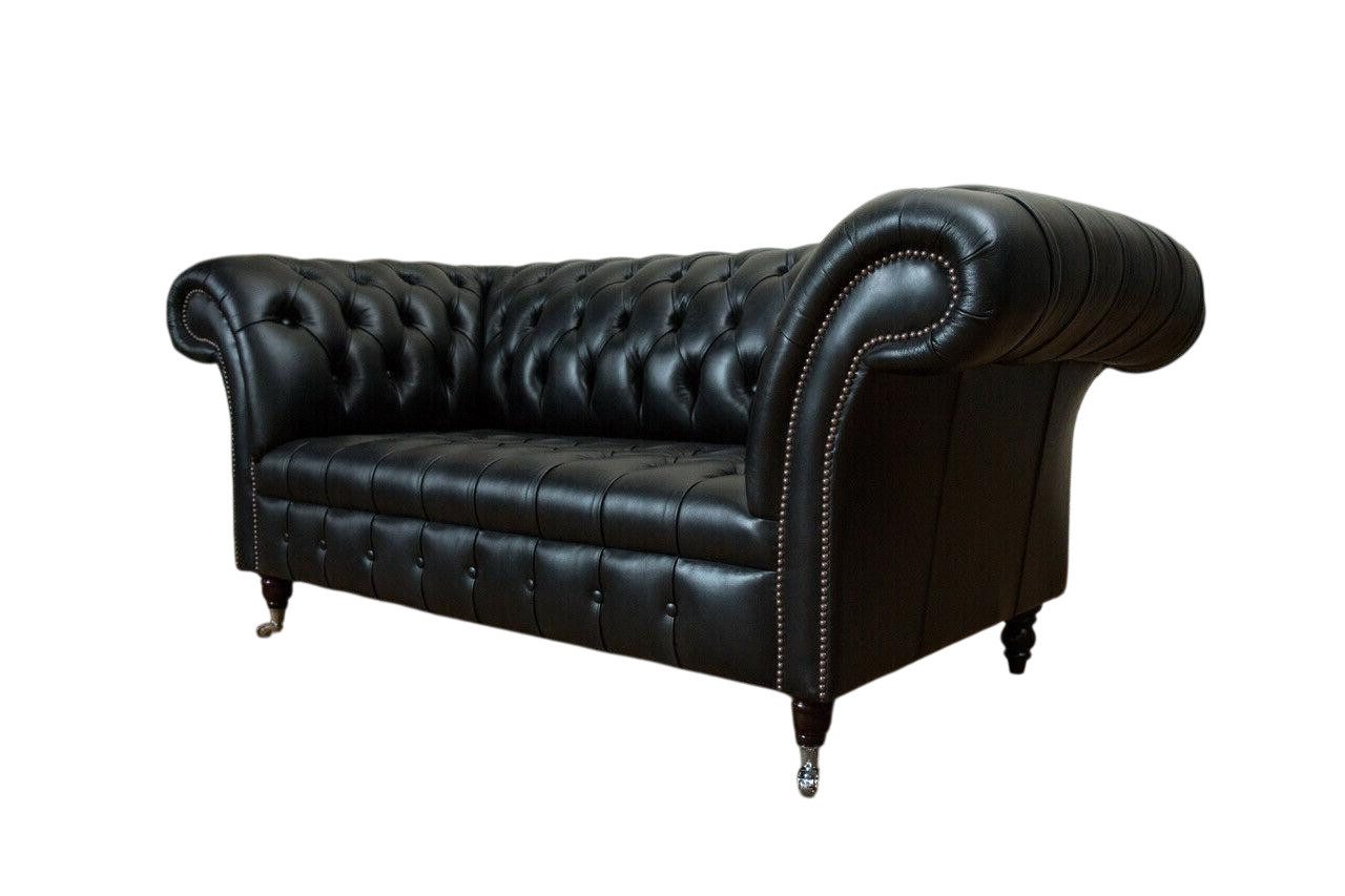 Chesterfield-Sofa Neu Schwarzes Stoffsofa von XLMoebel - Chesterfield Original-Look
