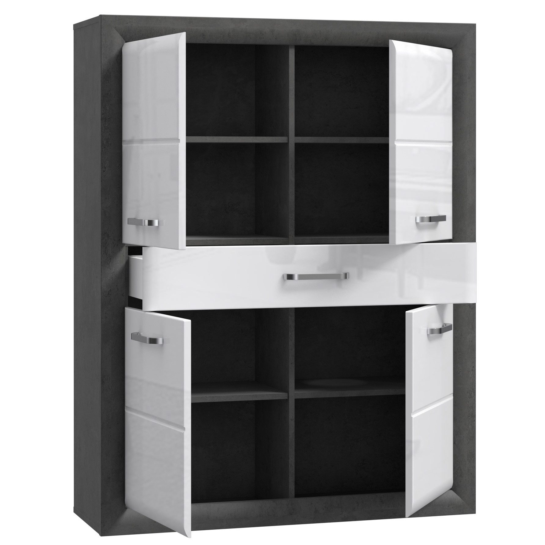Newroom Midischrank Betonoptik 133 cm Schrank Betonoptik Modern Wohnzimmer