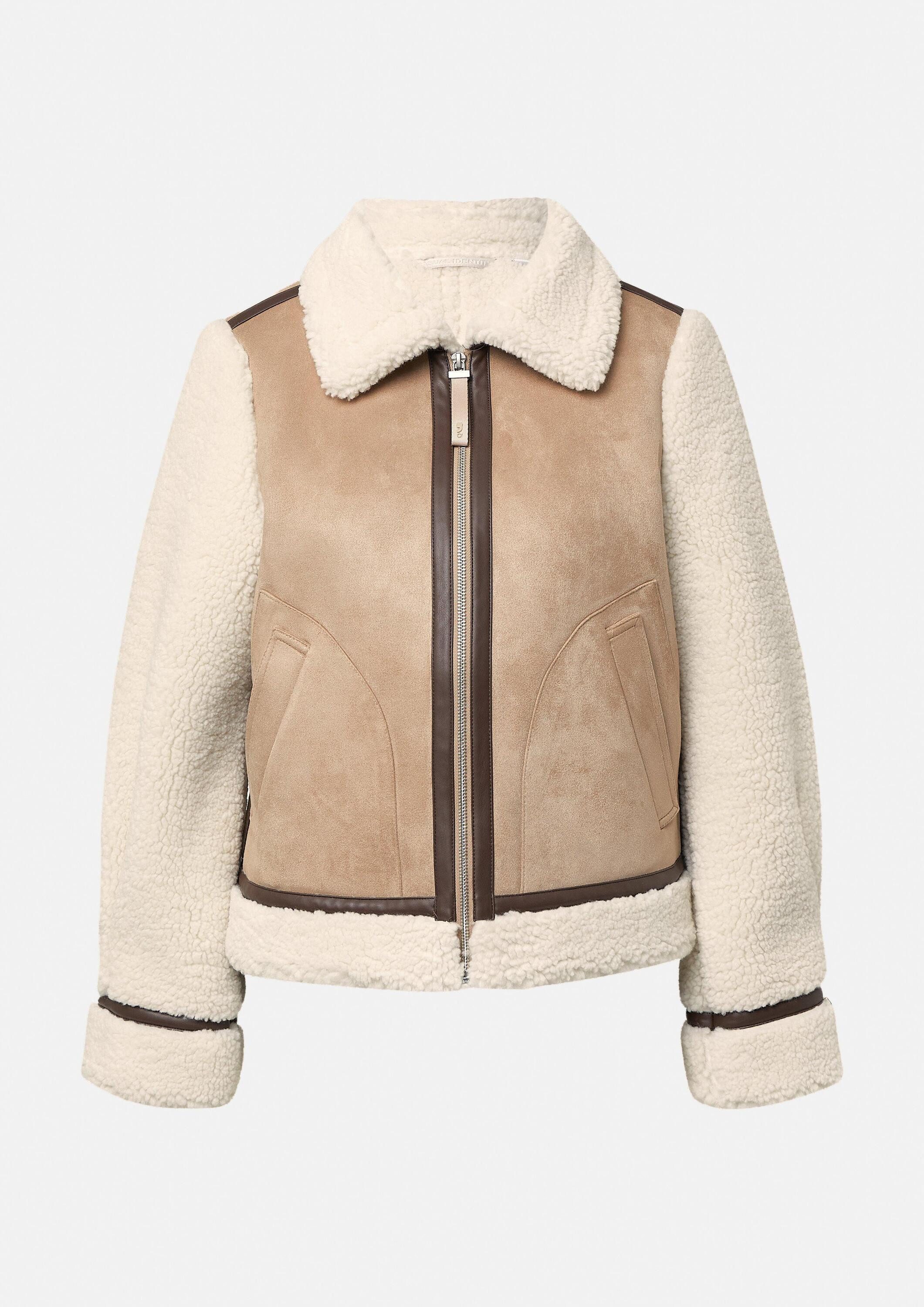 comma Funktionsjacke Outdoor-Jacke Kurze Jacke in Lammfelloptik