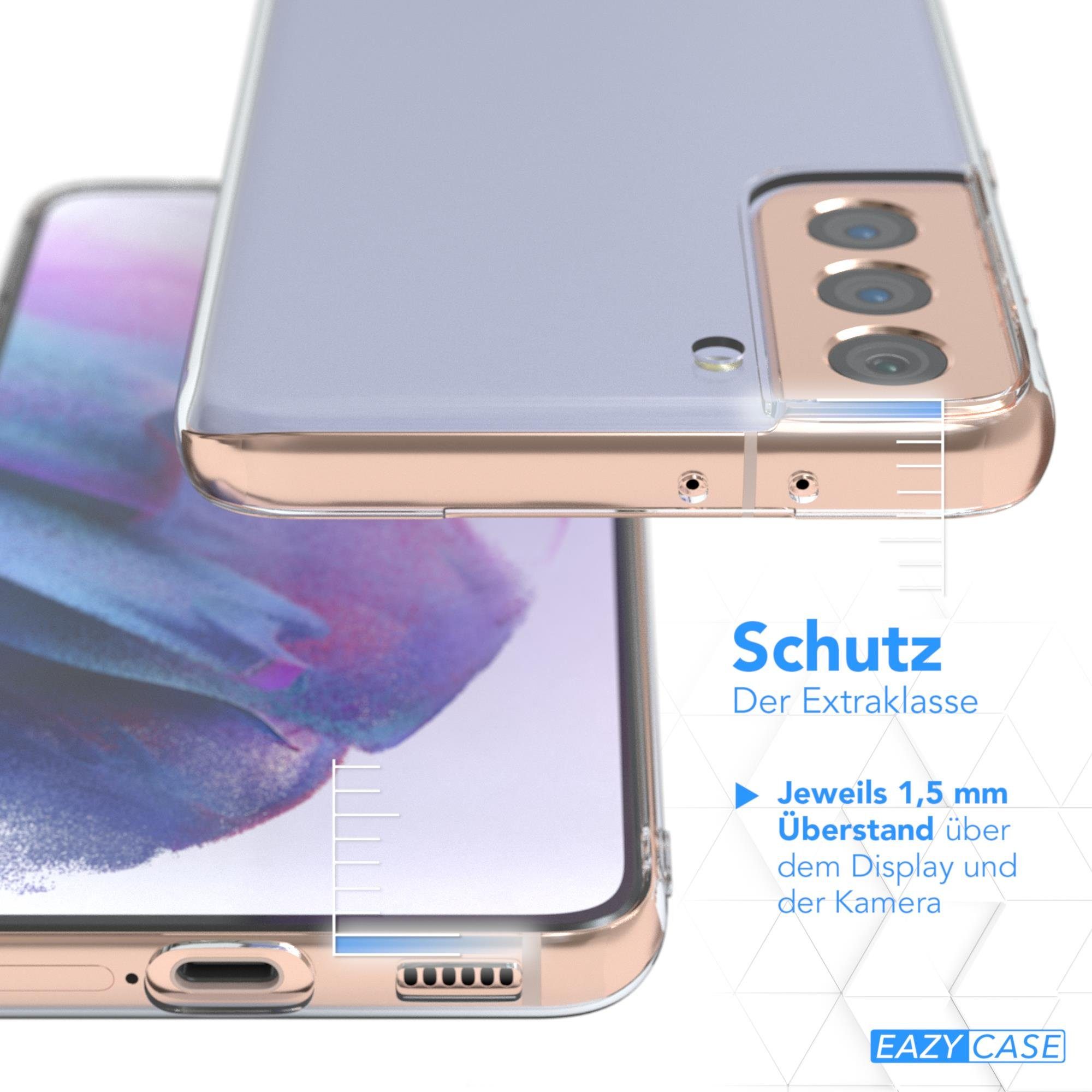 EAZY CASE Handyhülle Slimcover Clear für Samsung Galaxy S21 5G 6,2 Zoll, durchsichtige Hülle Ultra Dünn Silikon Backcover TPU Telefonhülle Klar