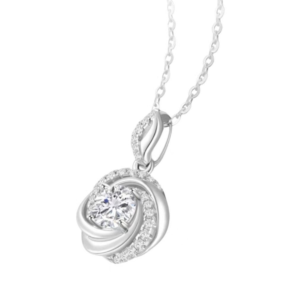 Jumpeak Kette mit Anhänger 14k Gold,IGI-Zertifikat, Damenhalskette, Halskette mit Diamantanhänger, 0.5ct,D VS1, Hochzeitsgeschenk, Verlobungsgeschenk, Muttertagsgeschenk