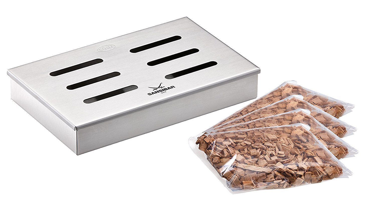 RÖSLE Grillerweiterung RÖSLE BBQ Räucherset Räucherbox 5-teilig / 4 Sorten Holz