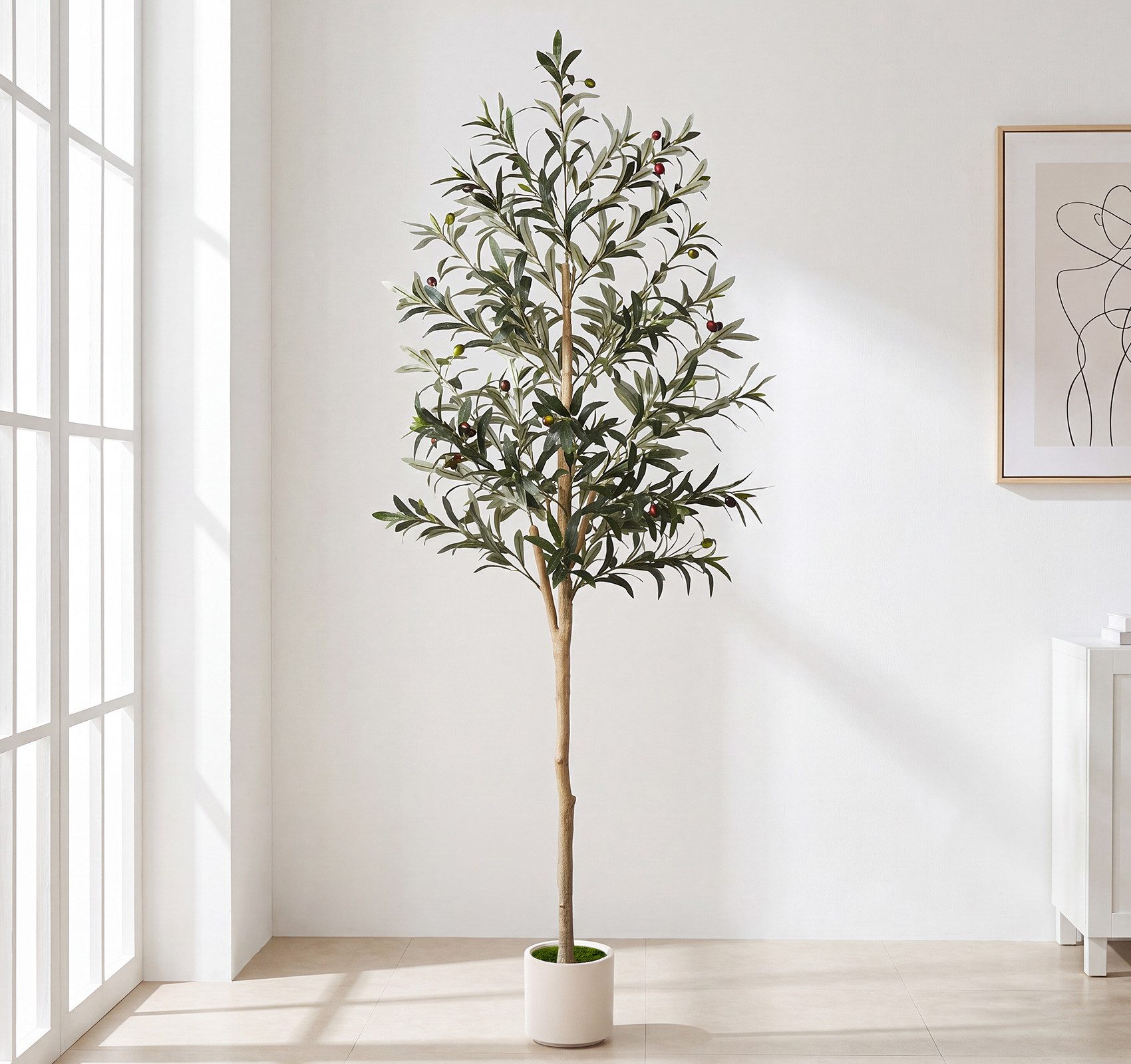 Kunstbaum Olivenbaum Künstlich 180cm, Künstlicher Olivenbaum Olivenbaum, adorbox, Höhe 180 cm, für Deko Wohnzimmer Schlafzimmer Büro Home Decoration