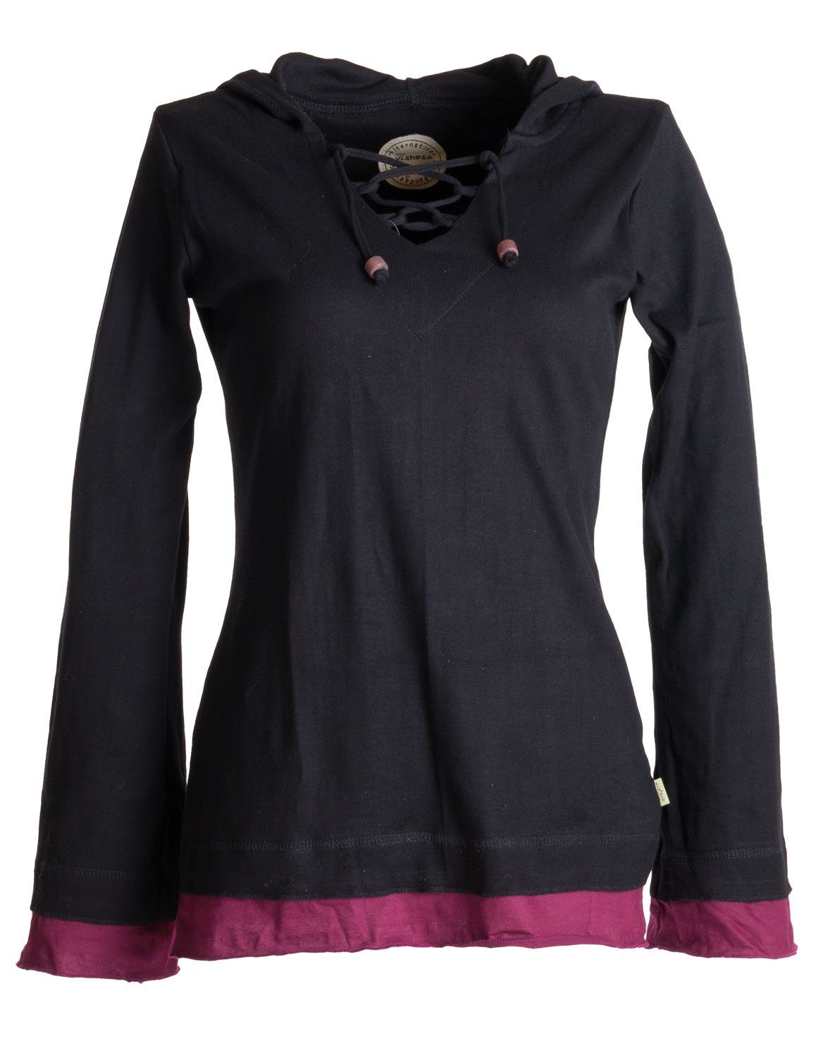 Vishes Zipfelshirt Lagenlook Longsleeve Shirt mit Zipfelkapuze Hoodie, Sweater