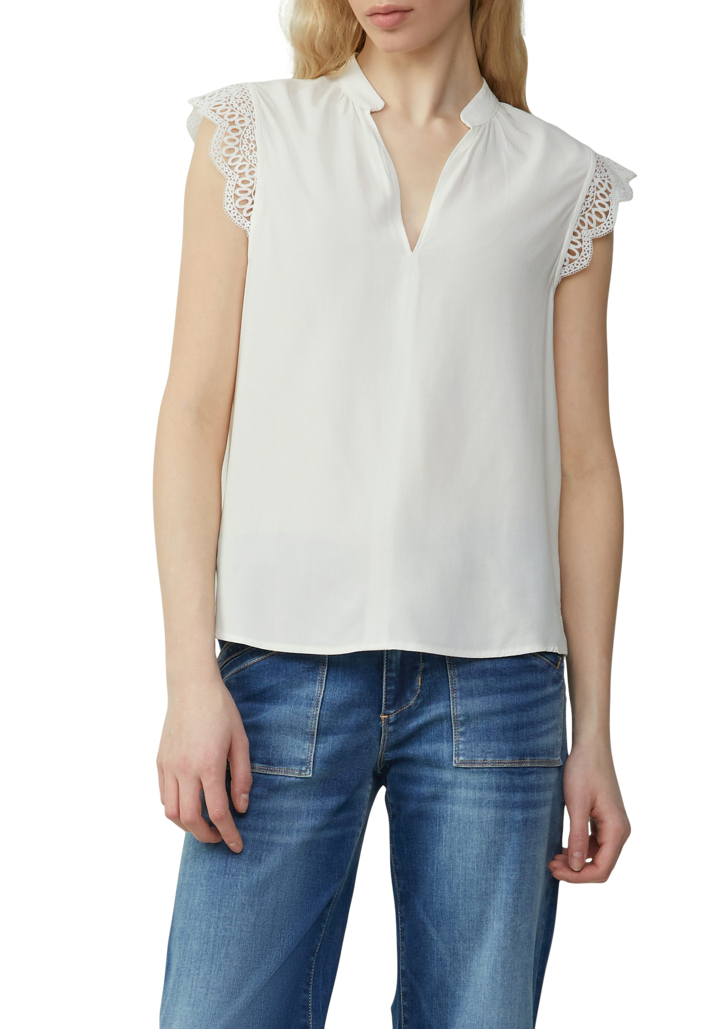 QS Blusentop mit Spitzen-Detail günstig online kaufen