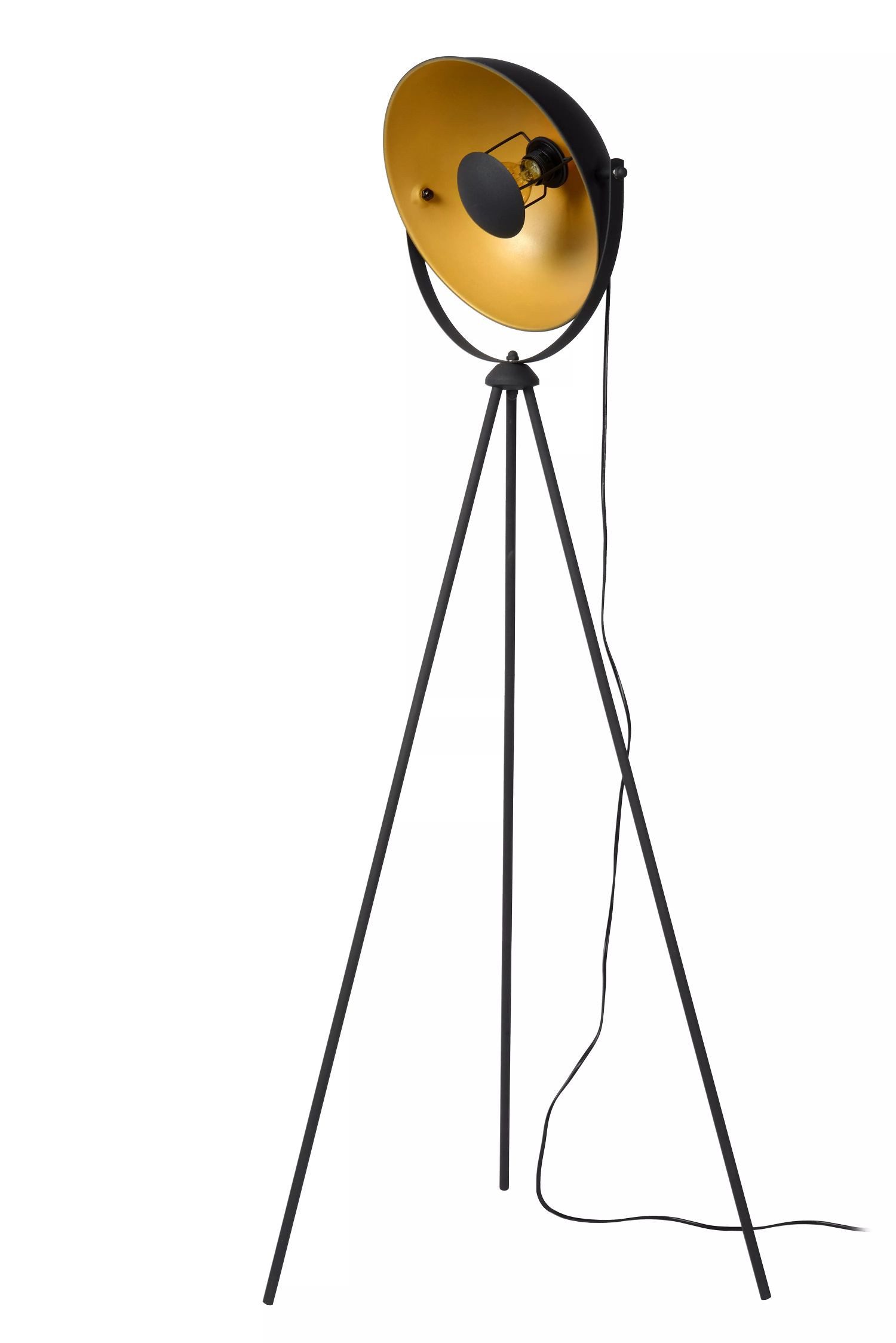 Licht-Erlebnisse Stehlampe HAXA, ohne Leuchtmittel, Metall 148 cm Dreibein in Schwarz Gold E27 Modern