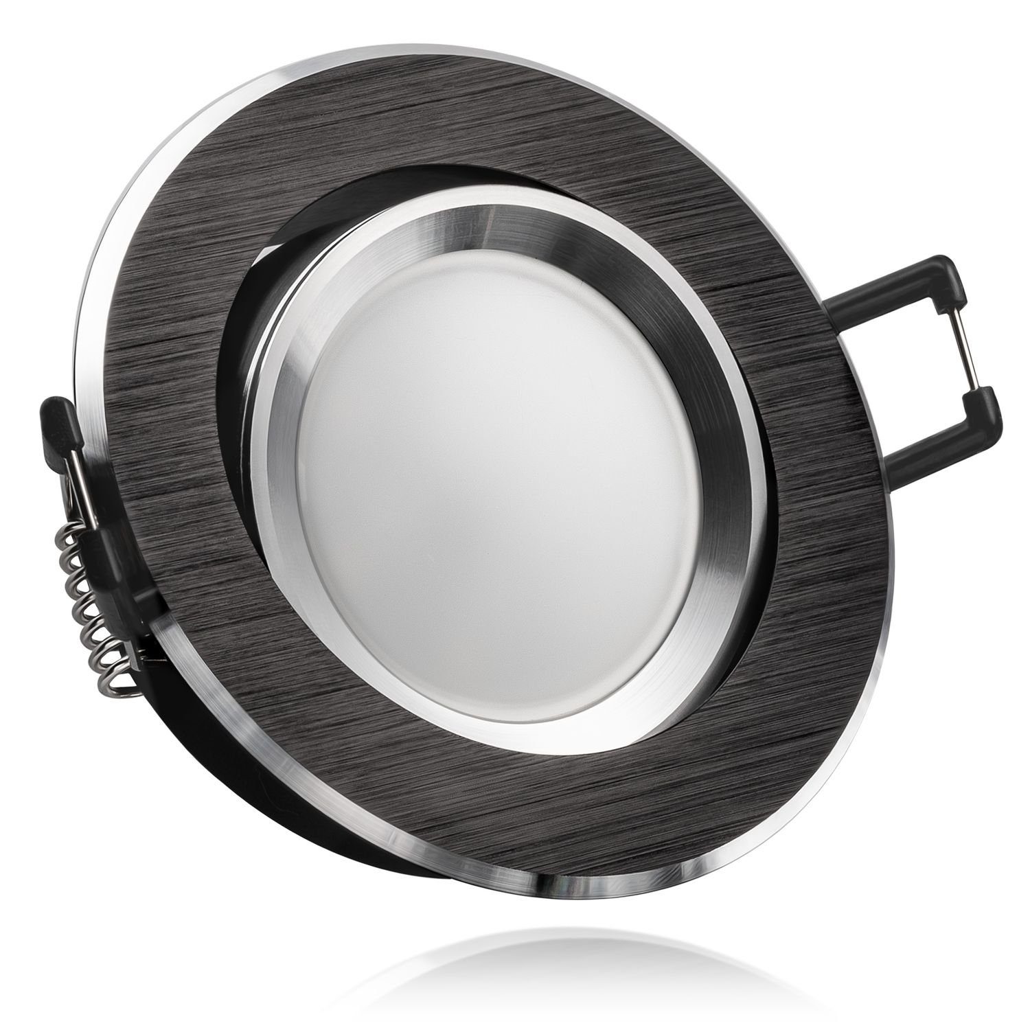LEDANDO LED Einbaustrahler LED Einbaustrahler Set Bicolor (chrom / schwarz) mit LED GU10 Markenst