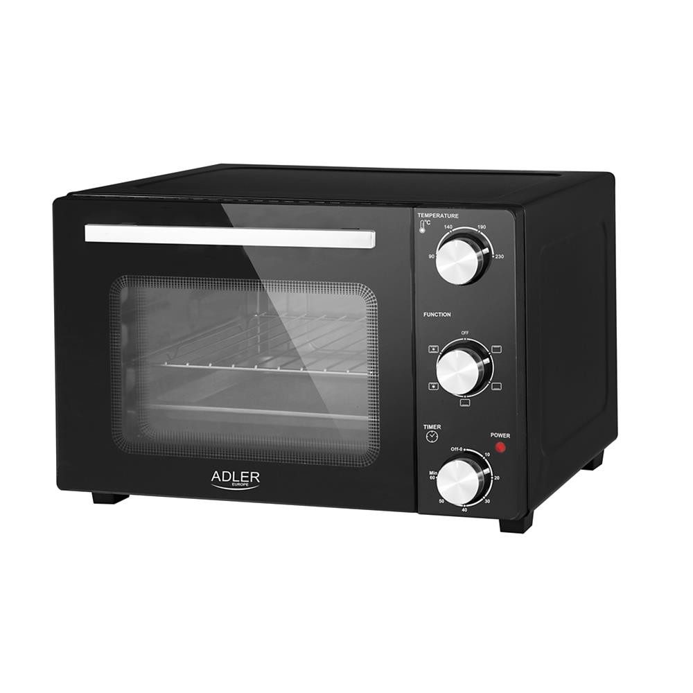 Adler Minibackofen AD 6024, 22 Liter, Schwarz, 0-230°C, mit Timer-Endarbeitston und 5 Backmodi