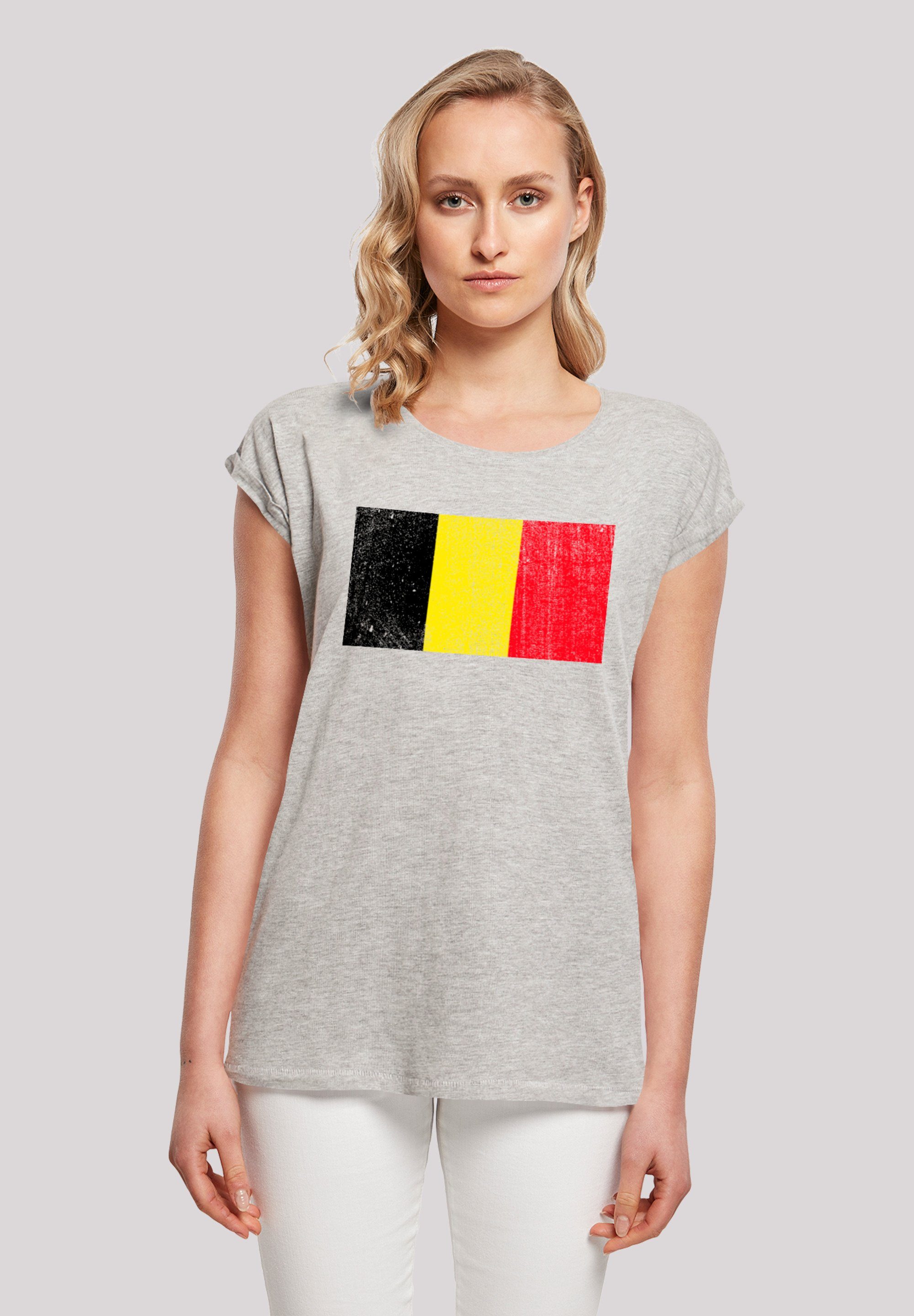 F4NT4STIC T-Shirt Belgium Belgien Flagge Print, Das Model ist 170 cm groß  und trägt Größe M