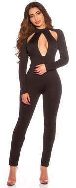 Koucla Jumpsuit sexy Langarm Overall mit Cut Outs, Bodysuit Clubwear Party