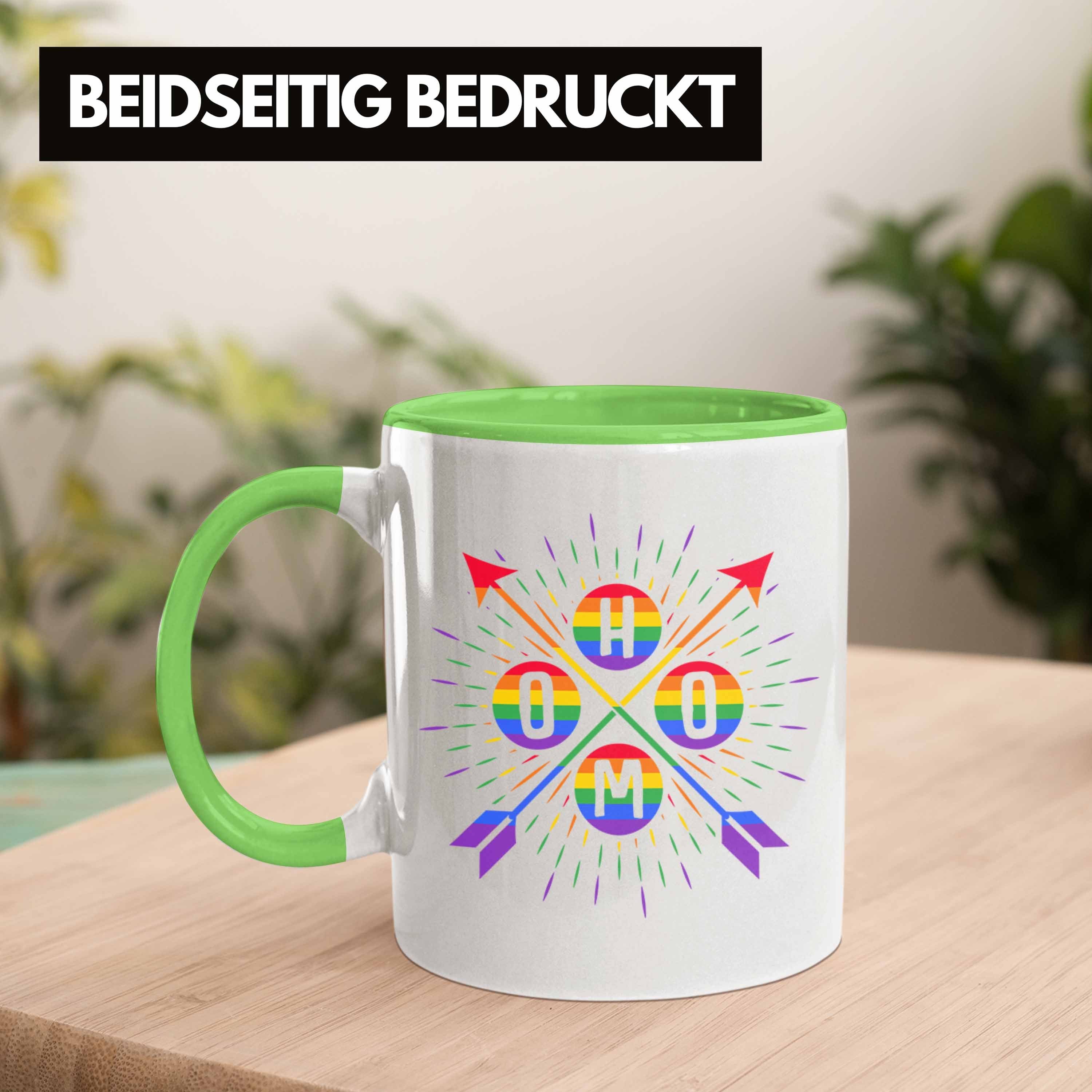 Lesben Regenbogen Grün Herzschlag - Geschenk Trendation Homo Tasse für Trendation Tasse Transgender Lustige Grafik LGBT Schwule Regenbogen