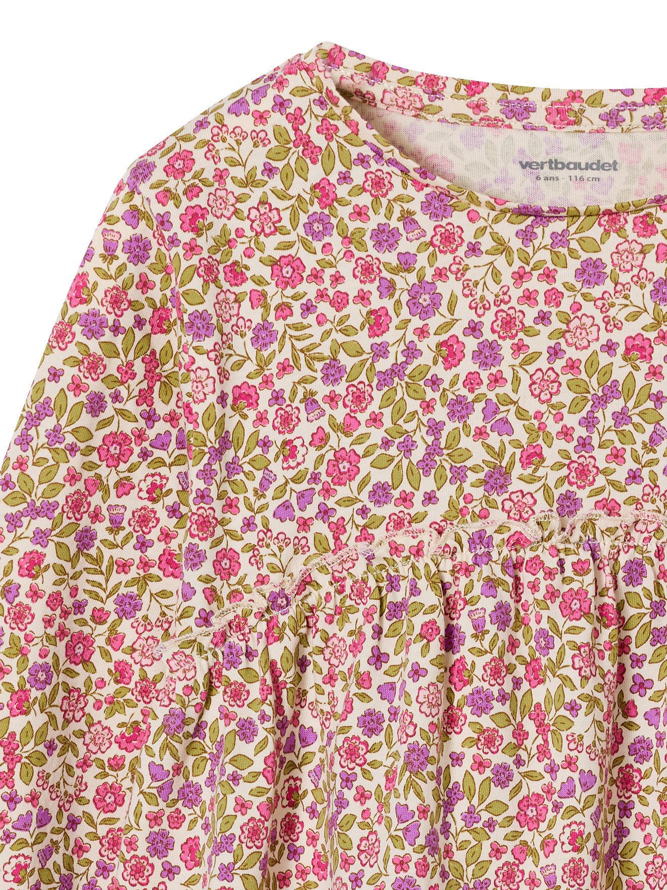 vertbaudet Langarmshirt Mädchen Blusenshirt mit Print Ballonärmel