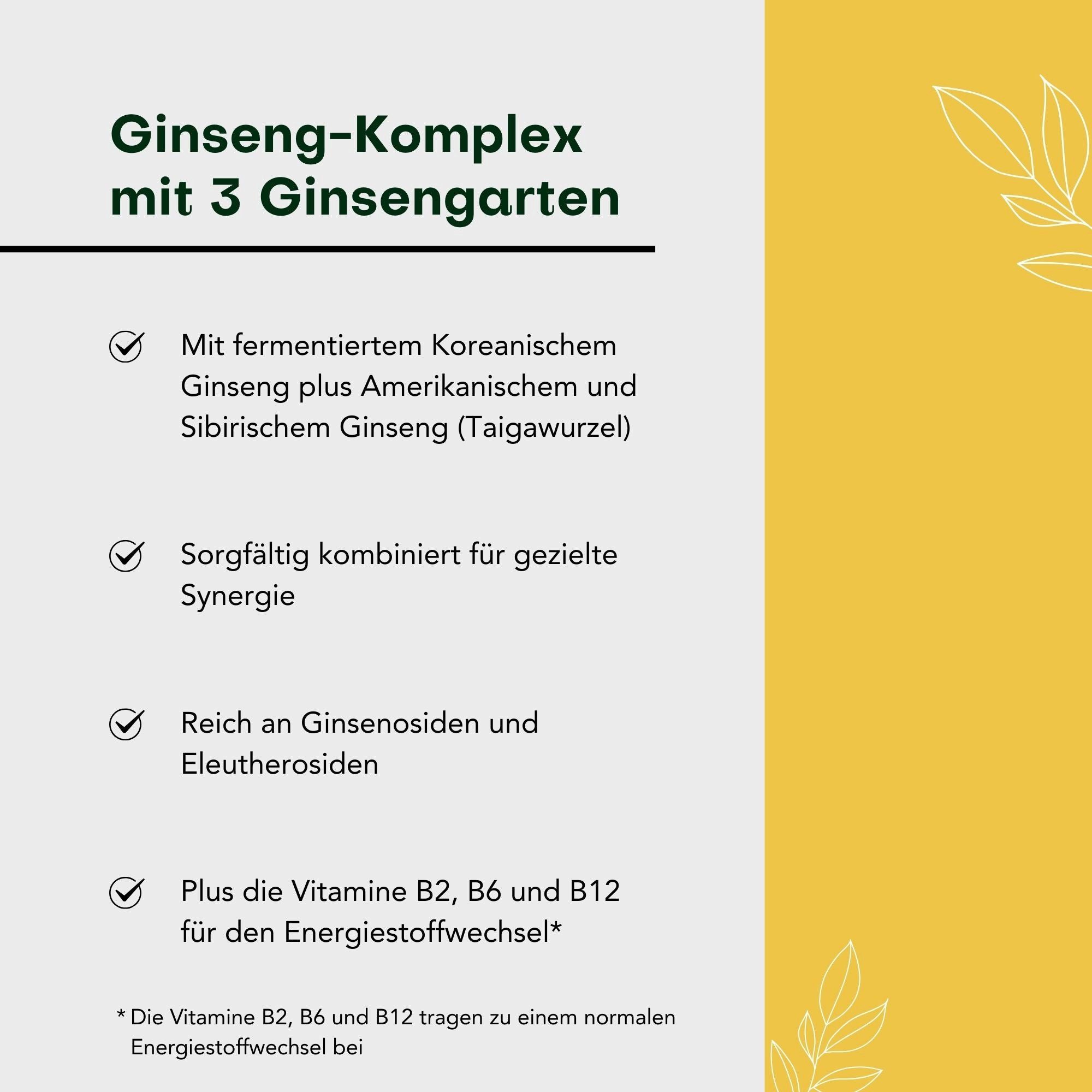 Aura Natura Fermentura® GINSENG DUO, Ginseng-Kapseln mit B-Vitaminen Kapseln, 1 er 30 St., Ginseng Kapseln mit B-Vitaminen