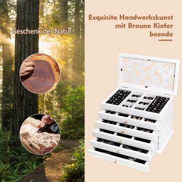 COSTWAY Schmuckkasten Schmuckkästchen, mit 5 Schubladen, 6 Ebenen, Holz