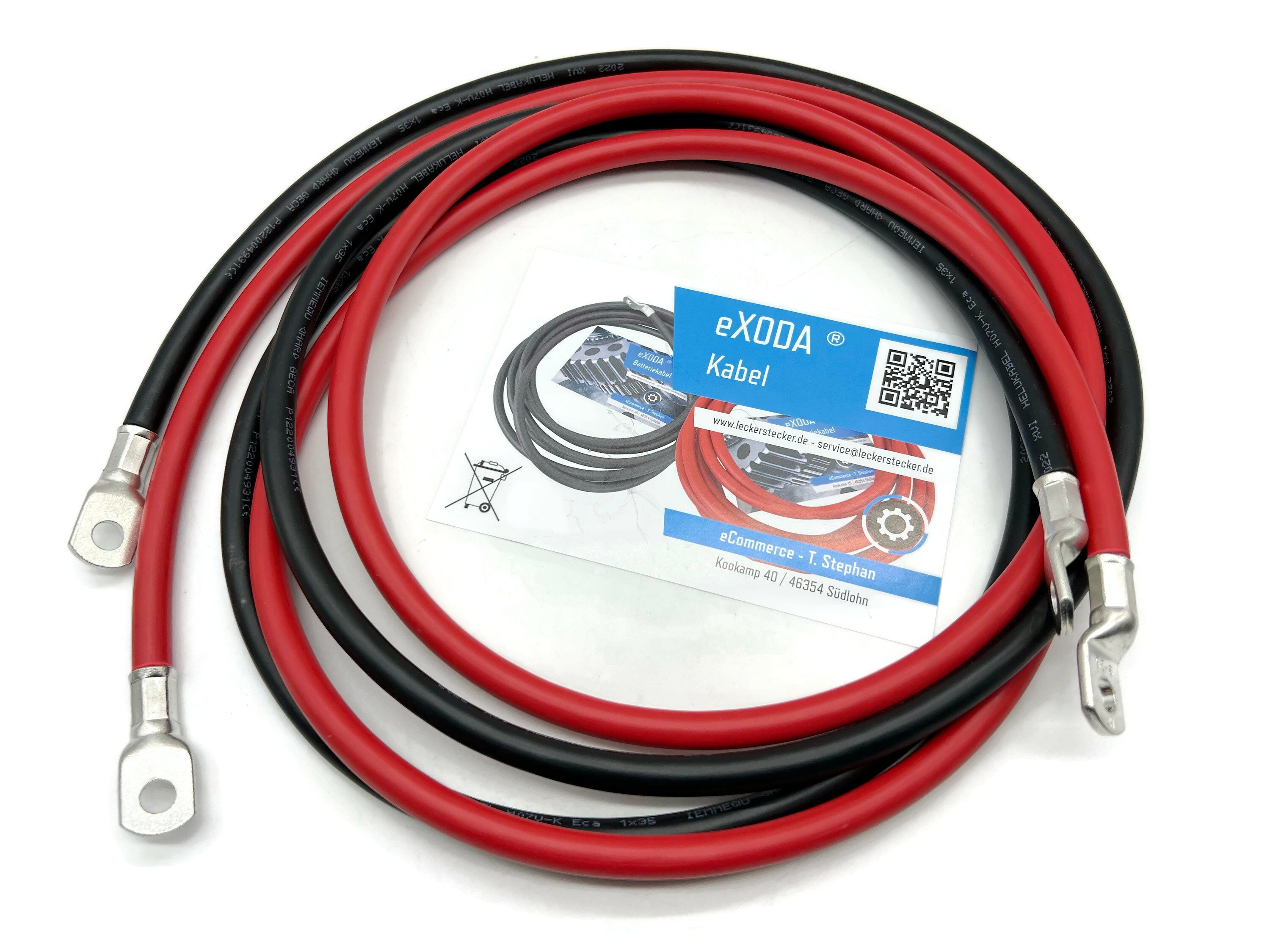 eXODA 35 mm2 M8 M8 Batteriekabel, Rot und Schwarz, (200 cm), 99% Kupfer