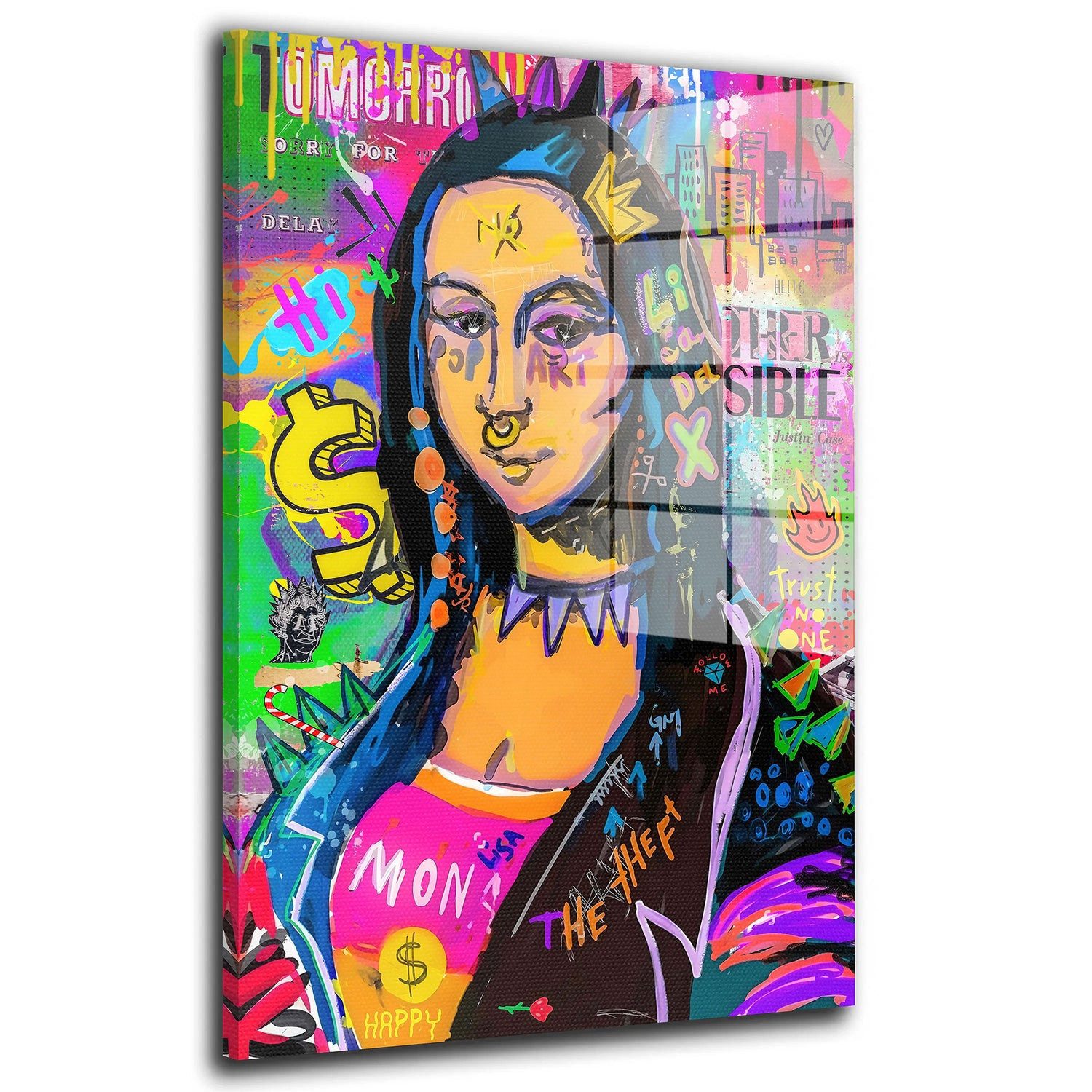 Artedinoi Acrylglasbild Pop Art Mona Lisa Acrylglas Wandbild Bild Wanddeko Wohnzimmer XL