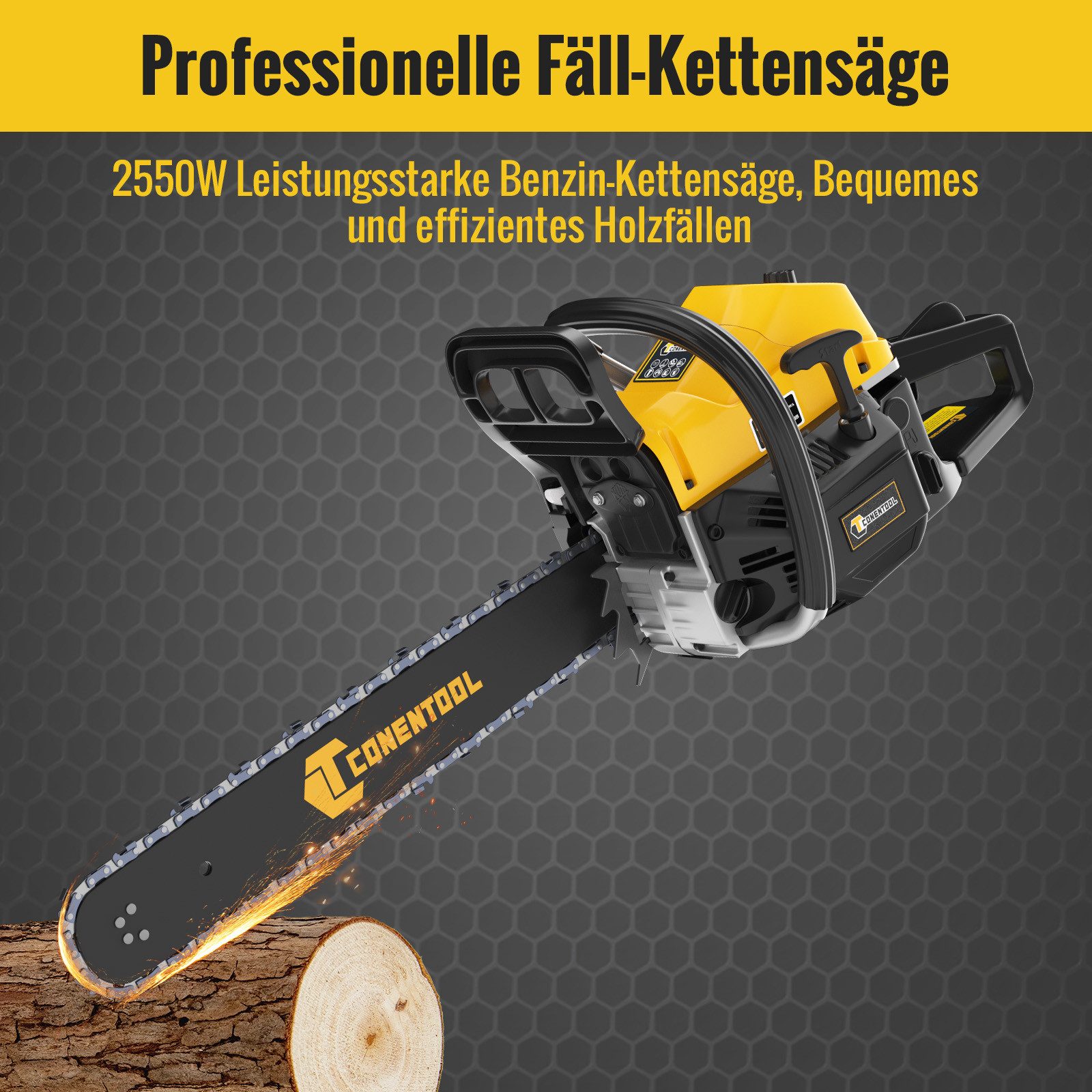 CONENTOOL Benzin-Kettensäge 58cc, 45 cm Schwertlänge, günstig online kaufen