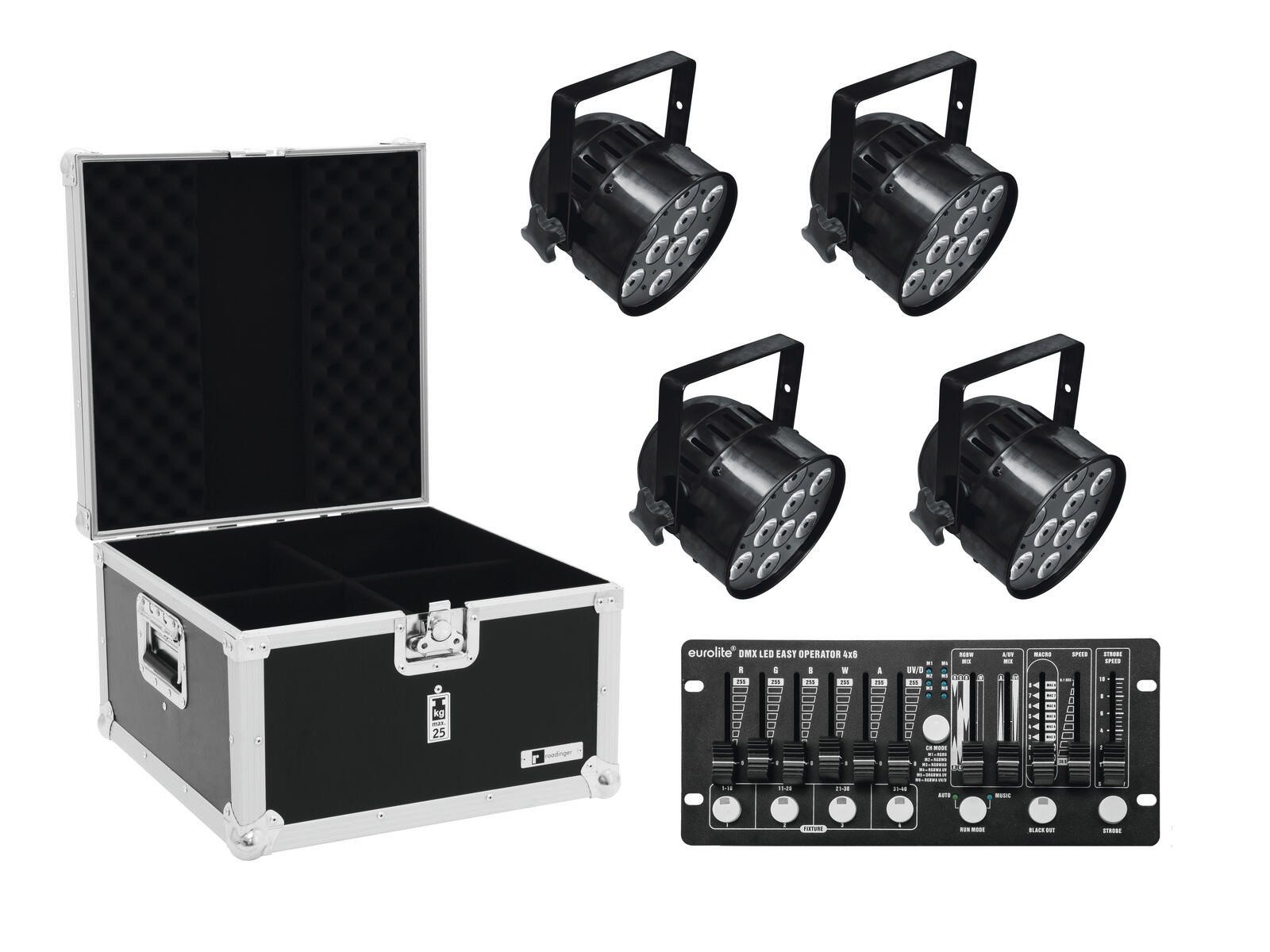 Discolicht EUROLITE Set 4x LED PAR-56 HCL sw + Case + Controller