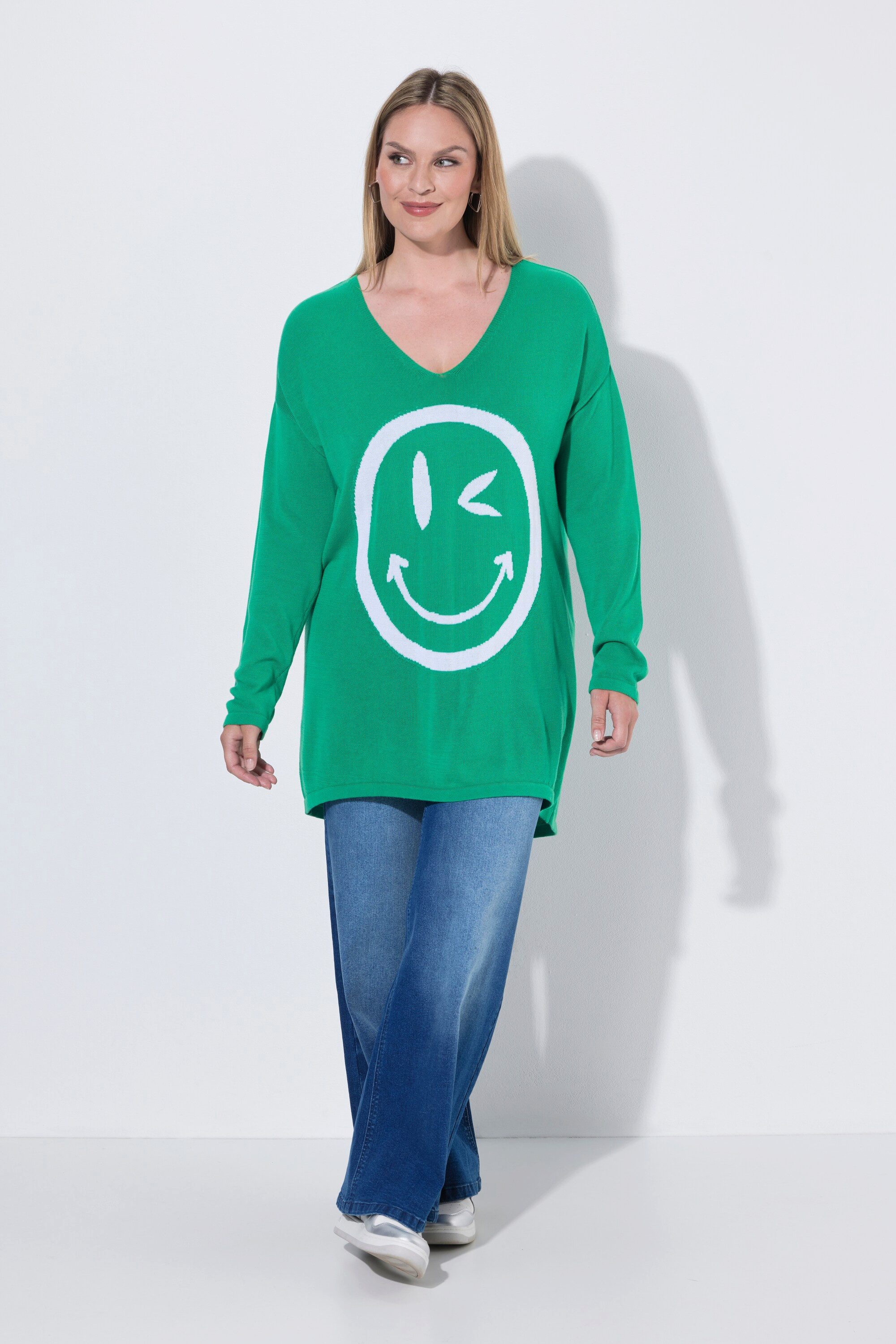 MIAMODA Strickpullover Pullover bequeme Passform großer Smiley