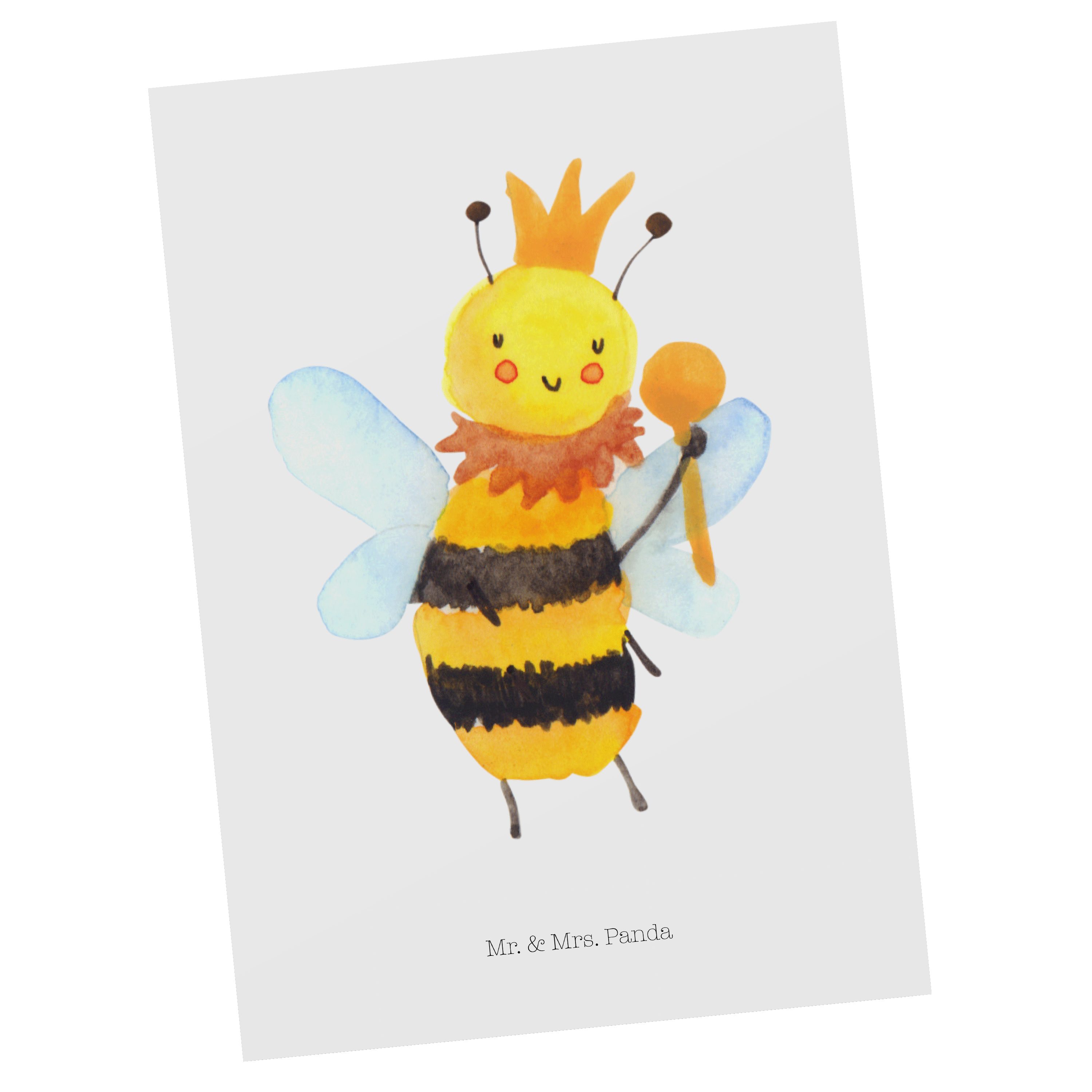 Mr. & Mrs. Panda Postkarte Biene König - Weiß - Geschenk, Karte, Wespe, Grußkarte, Einladungskar