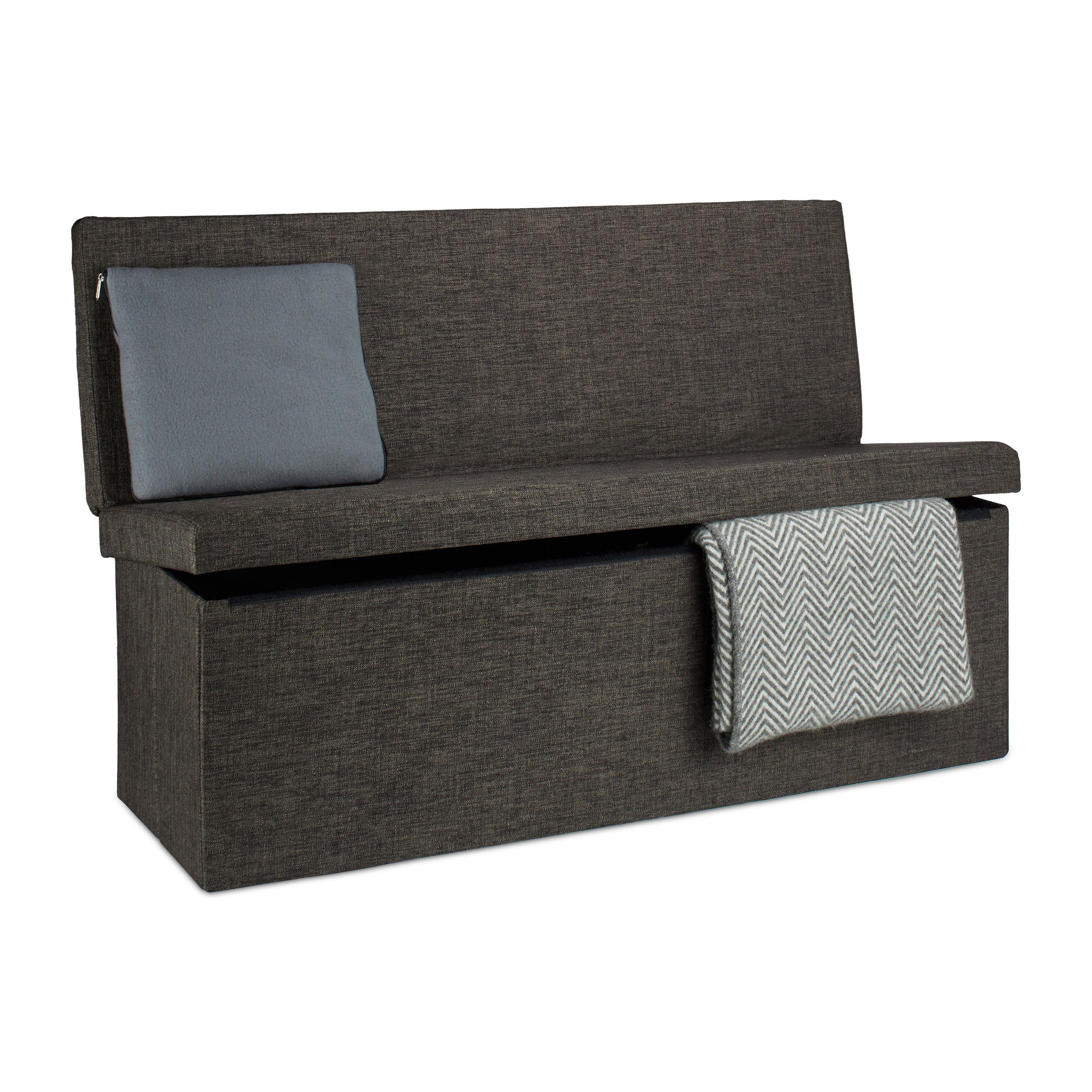 relaxdays Sitzhocker Faltbarer Sitzhocker mit Lehne XL, Braun