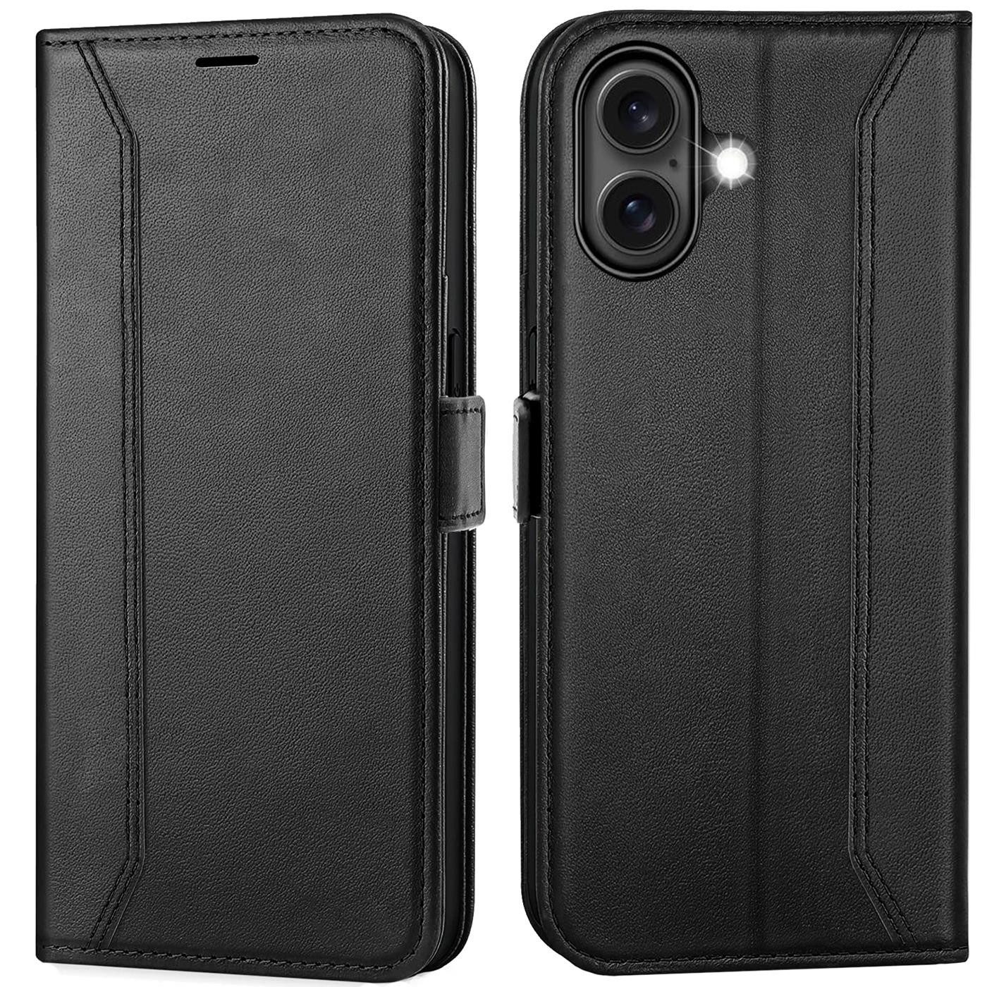 CoolGadget Handyhülle Wallet Klapptasche Cover Case für Apple iPhone 16 6,1 Zoll, Handy Tasche mit RFID Schutz Kartenfach Book Schutzhülle