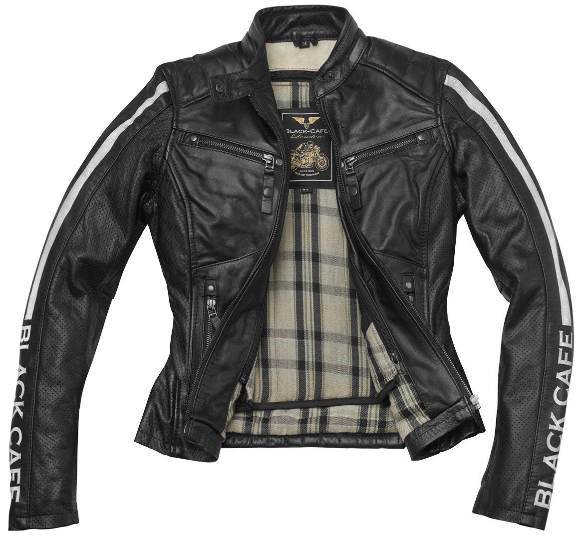Black-Cafe London Motorradjacke Toronto Damen Motorrad Lederjacke perforiert,herausnehmbares Innenfutter – Bild 2 von 4