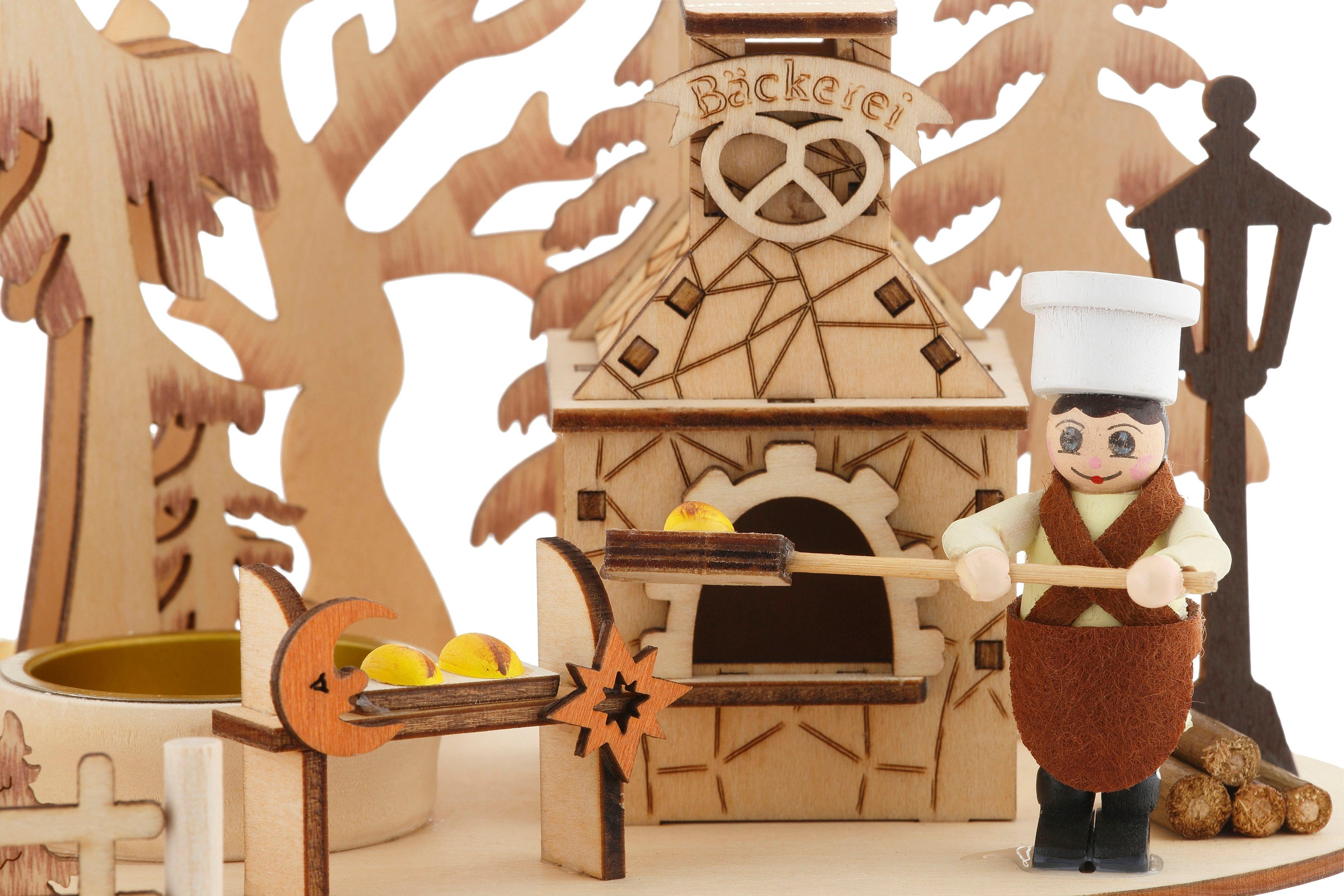 Home affaire Weihnachtspyramide Bäckerei, Weihnachtsdeko, Teelichtpyramide Höhe mit Räucherofen, 23 cm ca