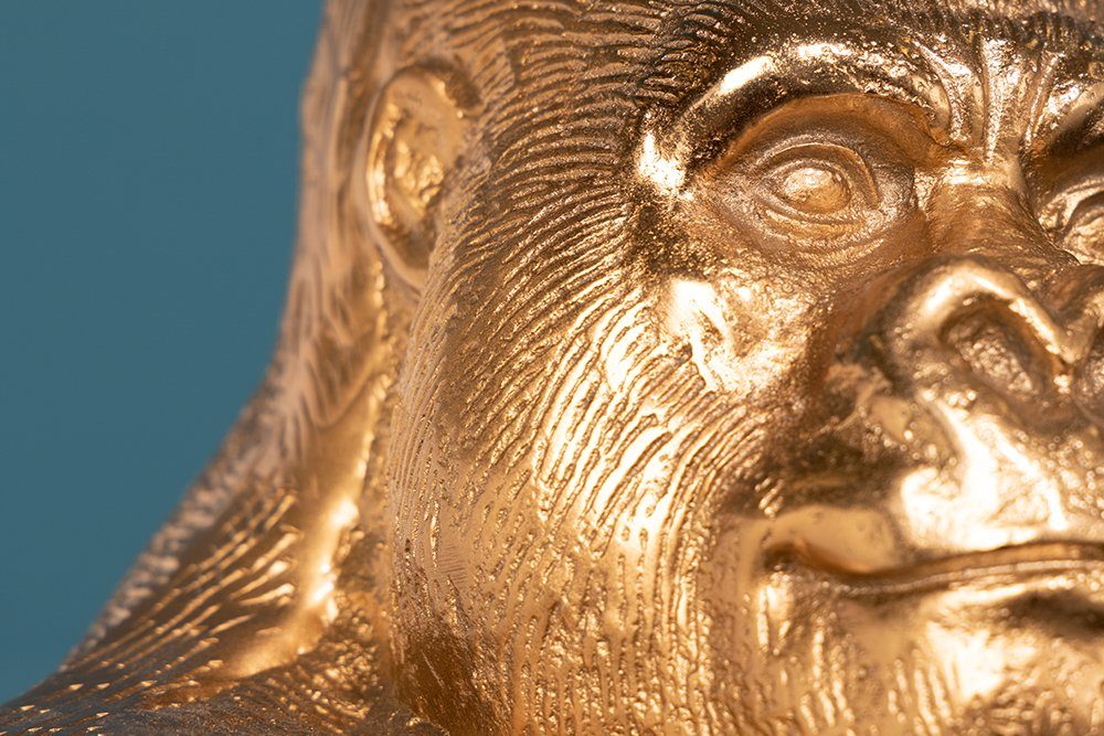 gold Dekofigur Wohnzimmer Design 40cm Accessoire · · Gorilla-Figur St), Metall (Einzelartikel, · · · 1 handmade KONG riess-ambiente