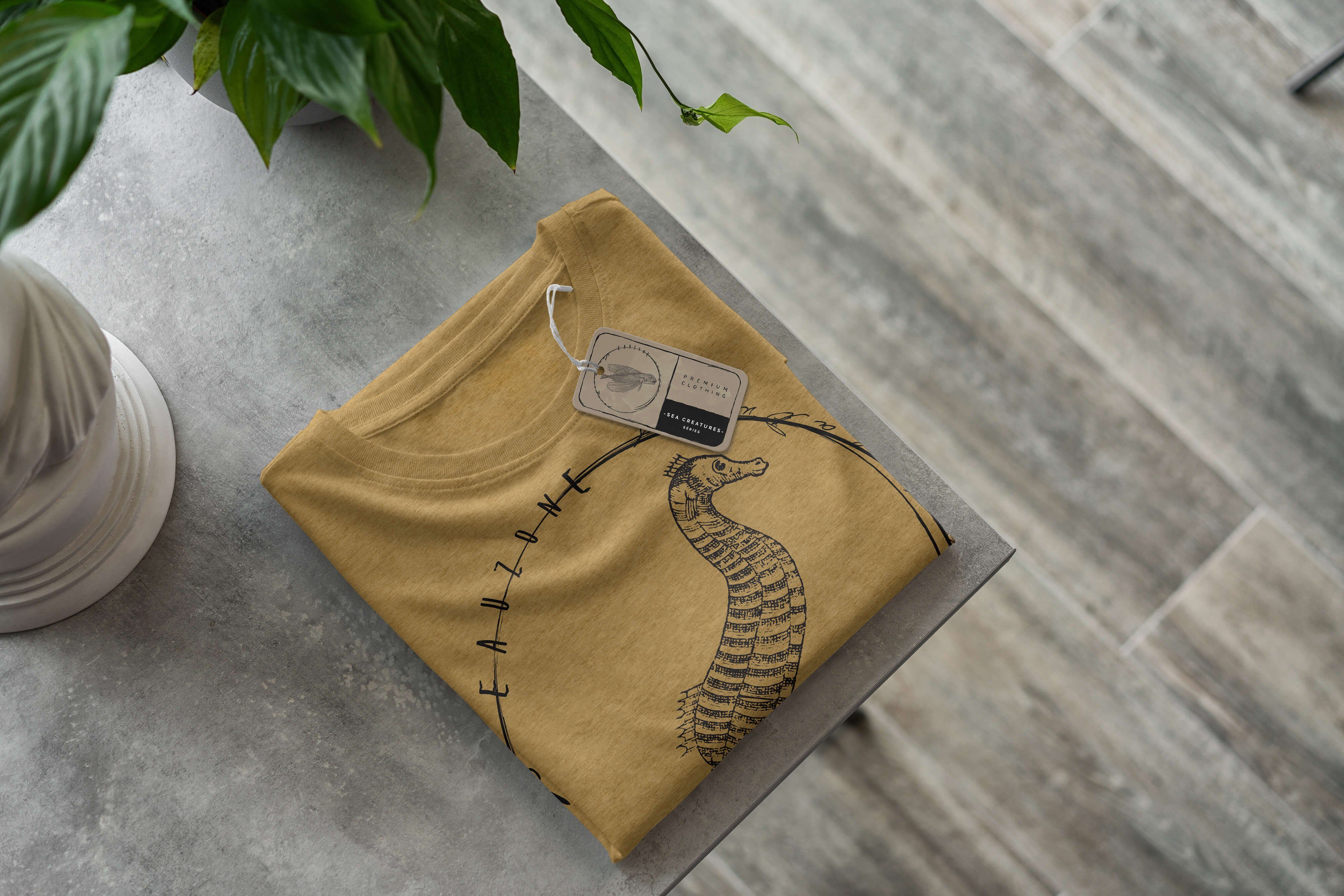 Sinus Art T-Shirt T-Shirt Tiefsee und feine Creatures, 045 sportlicher Fische / Sea Struktur Sea Schnitt - Serie: Antique Gold