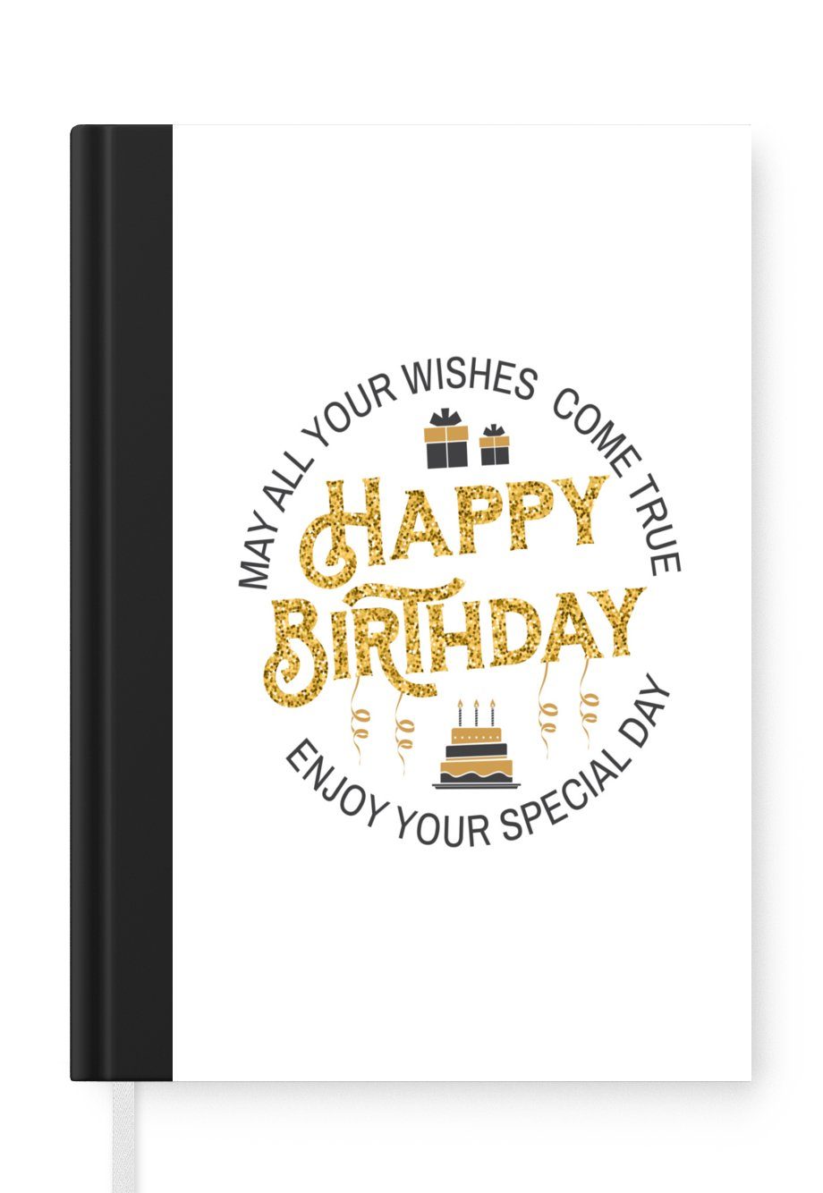 MuchoWow Notizbuch Zitat für einen Geburtstag "Happy Birthday genießen Sie Ihren, Journal, Merkzettel, Tagebuch, Notizheft, A5, 98 Seiten, Haushaltsbuch