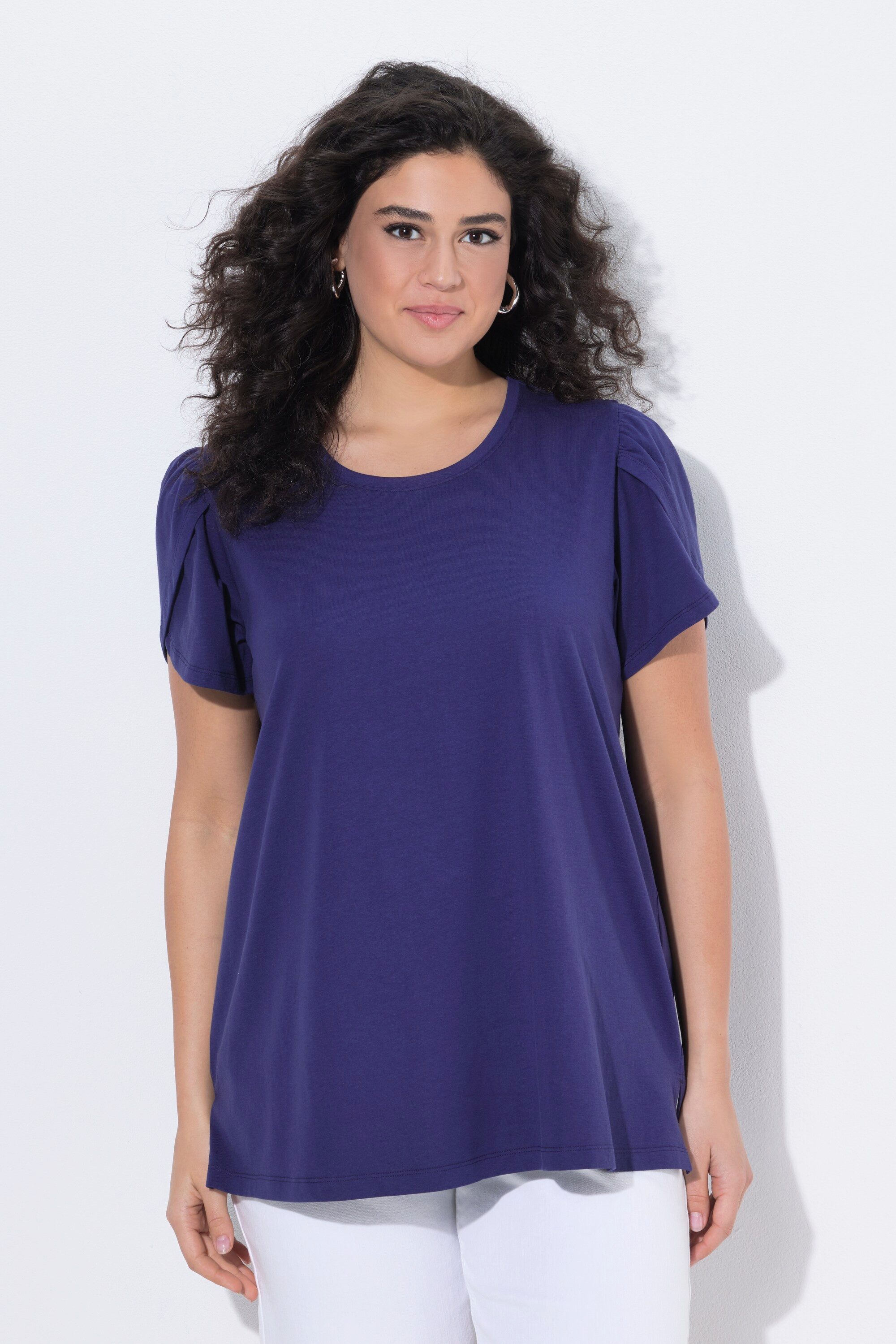T-Shirt T-Shirt Lagenoptik A-Linie Rundhals Halbarm