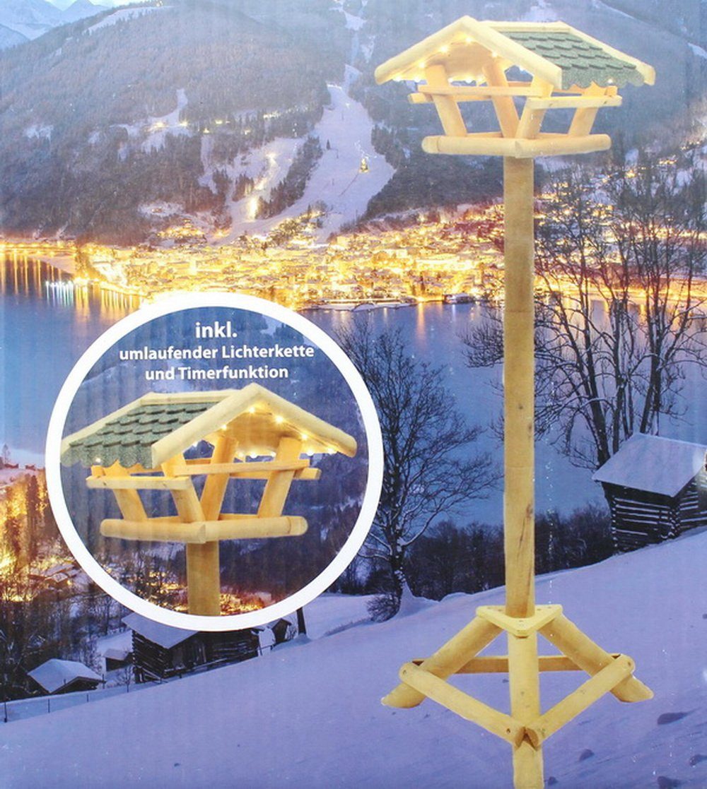 Jürgen Westerholt GmbH LED-Lichterkette für Vögel Vogelhaus Vogelfutterhaus Tirol mit Beleuchtung 1983-01, Futterhaus, Timerfunktion, Vogelfutterstation