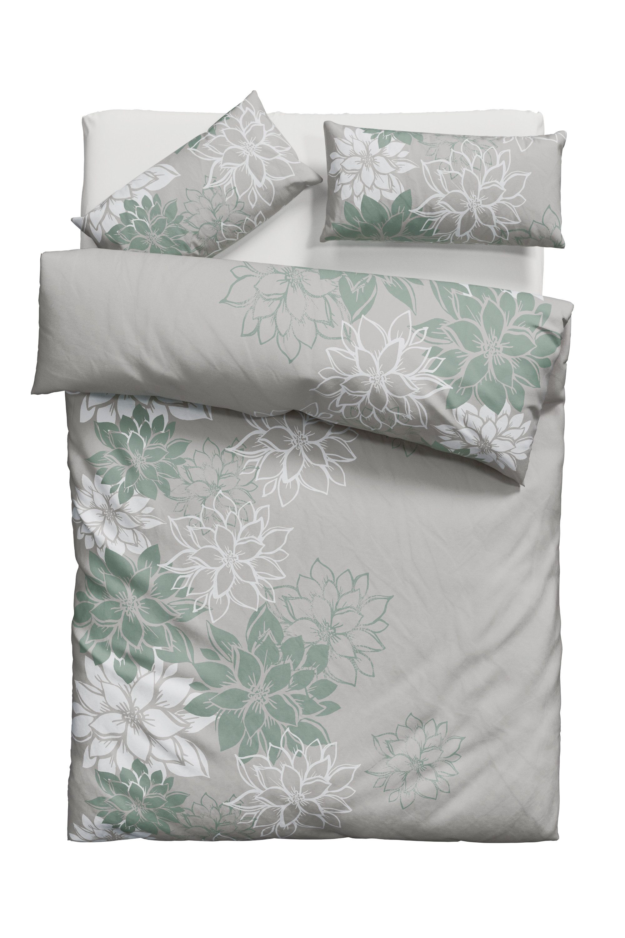 Home affaire Bettwäsche Susan in Gr. 135x200 oder 155x220 cm, Polycotton recycelt, 2 teilig, in verschiedenen Qualitäten, romantische Bettwäsche mit Blumen