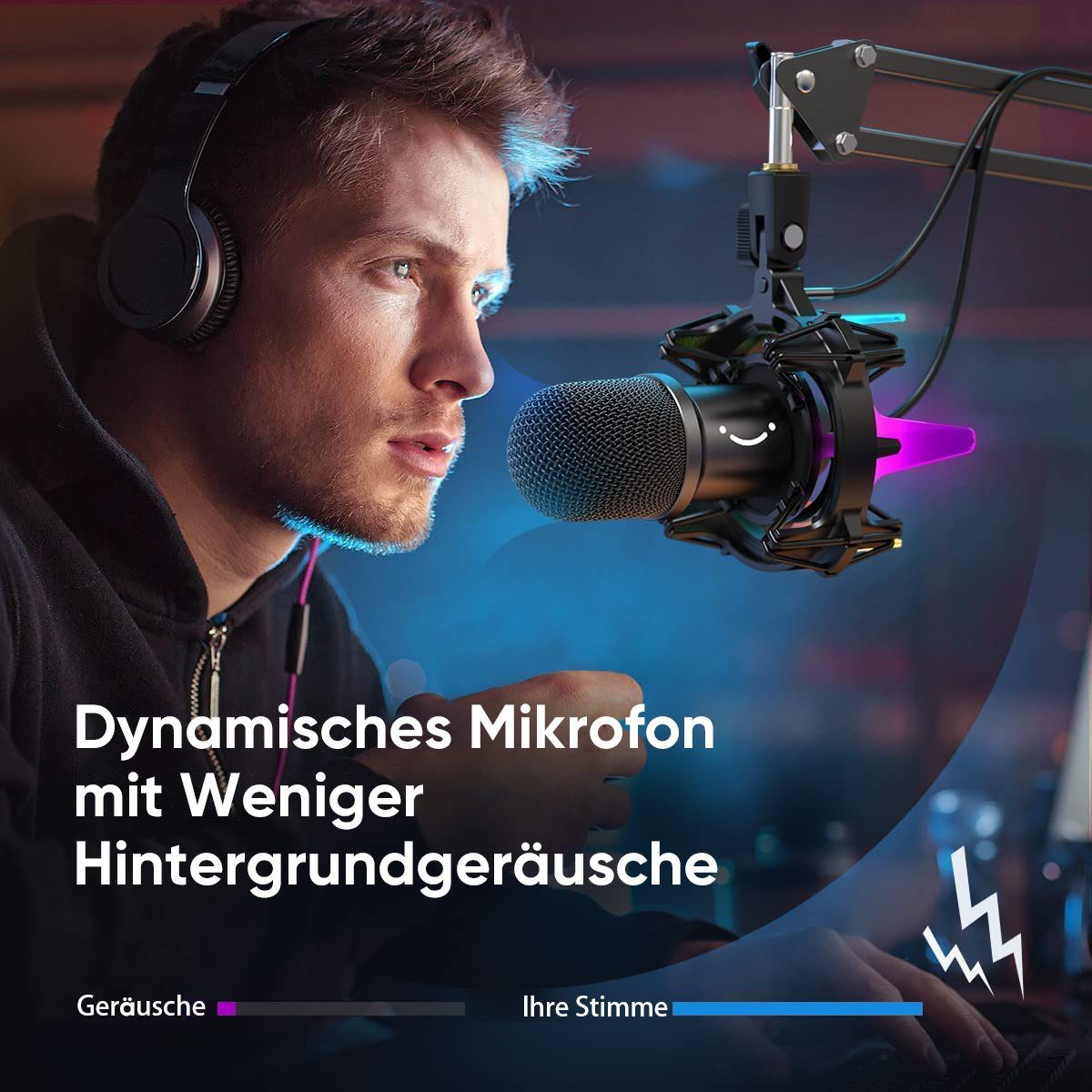 FIFINE Mikrofon USB Metall Mikrofon Set Streaming mit Mikrofonarm