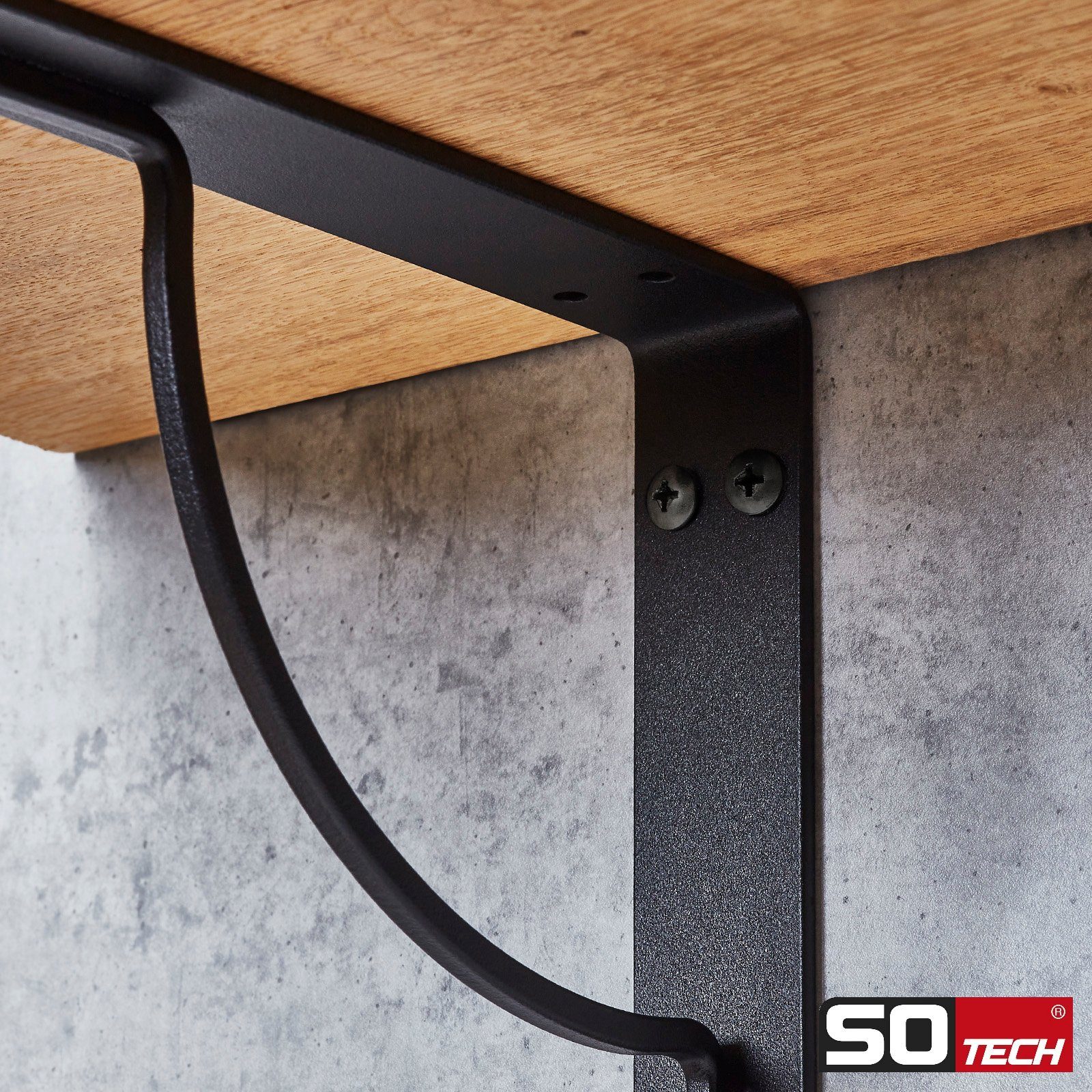 SO-TECH® Wandregalhalter Regalkonsole RK16 240 x 181 mm schwarz, 1-tlg., Tragkraft max. 30 kg pro Paar – Bild 3 von 5