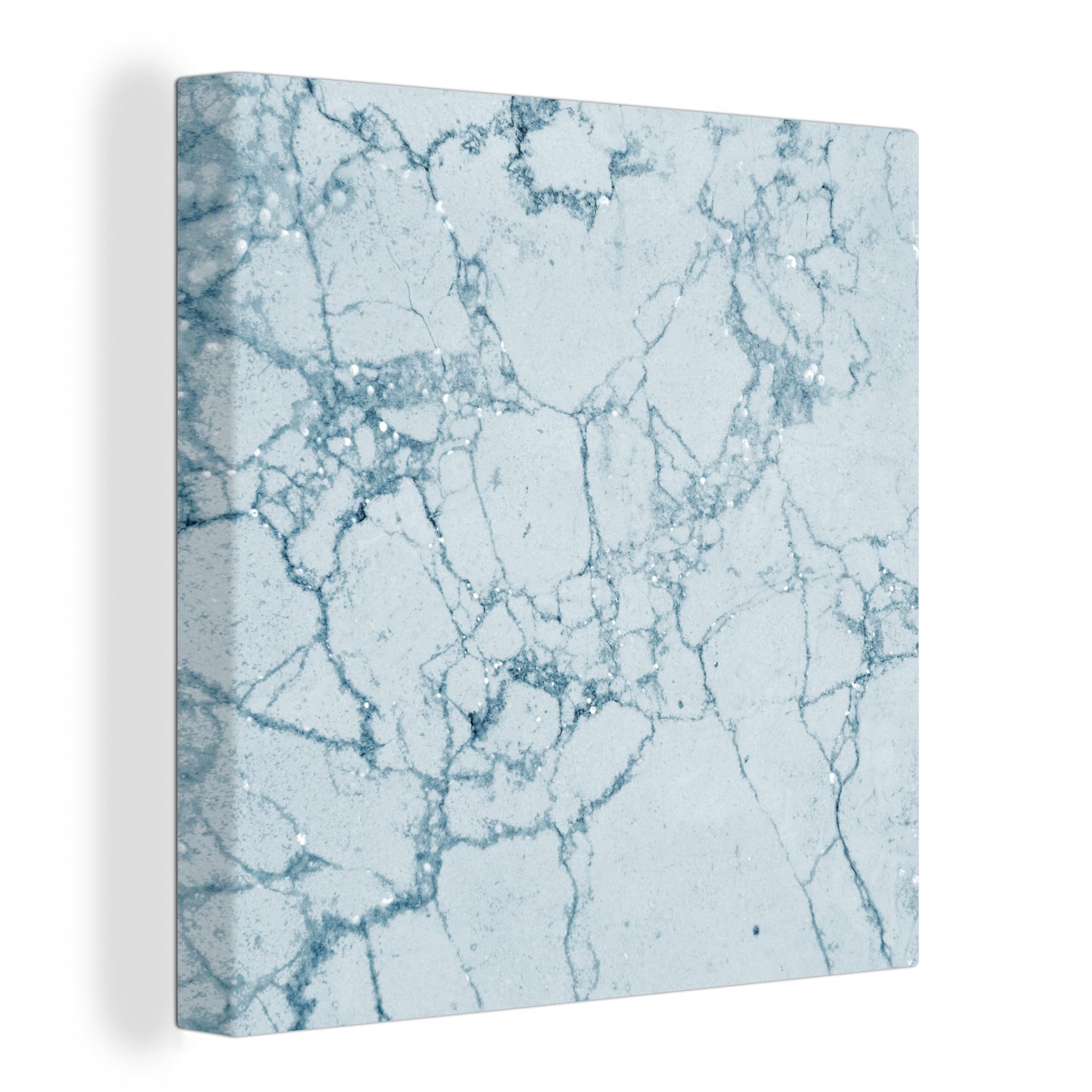 OneMillionCanvasses® Leinwandbild Marmor - Blau - Muster, (1 St), Leinwand Bilder für Wohnzimmer Schlafzimmer
