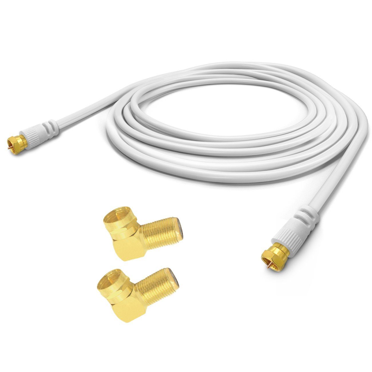 ARLI TV-Kabel, F-Stecker, F Winkeladapter (100 cm), 1m Doppelwinkel Anschlusskabel TV Satkabel vergoldet 135dB Sat Kabel