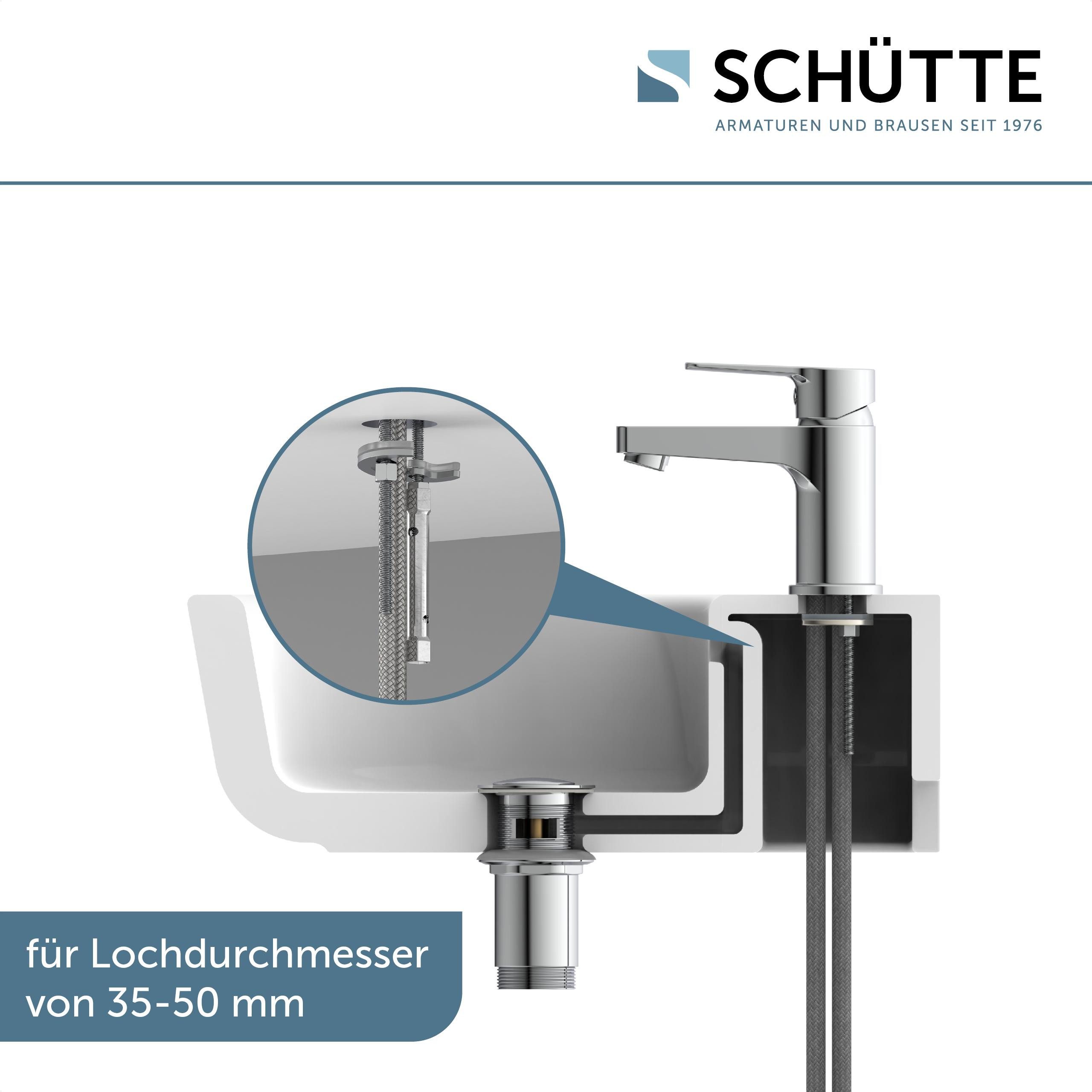 Schütte Waschtischarmatur PADUA chrom Kartusche, Marken-Mischdüse, Flexschläuche, Befestigungssatz – Bild 4 von 5