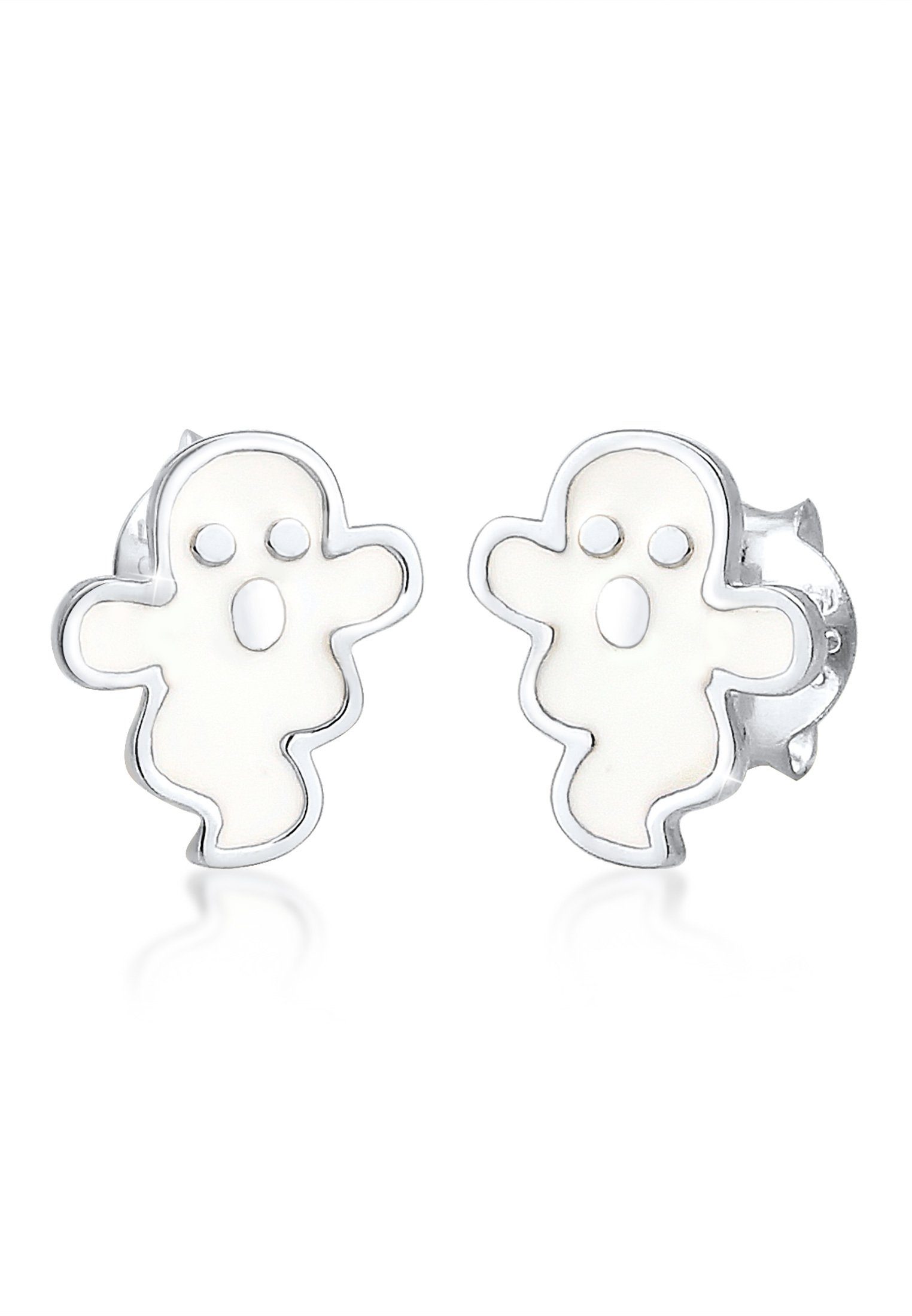 Elli Paar Halloween 925 Ohrstecker Gespenst Silber Enamel Geist Stecker