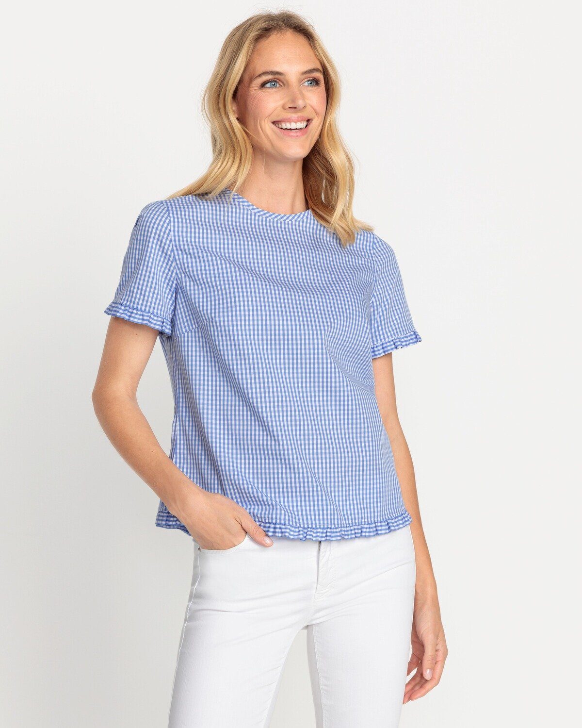 Reitmayer Kurzarmbluse Halbarm-Vichykarobluse